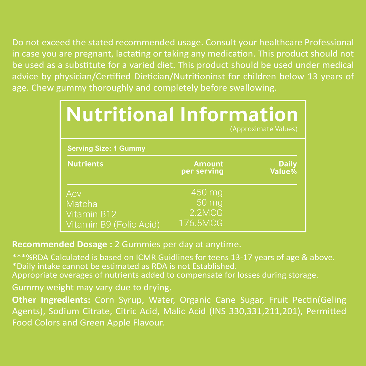 Powernosh Nutrition Weight Management Gummies Green Apple Flavour, 30 Count, Pack of 1 Powernosh Nutrition Weight Management Gummies Green Apple Flavour, 30 Count, Pack of 1
