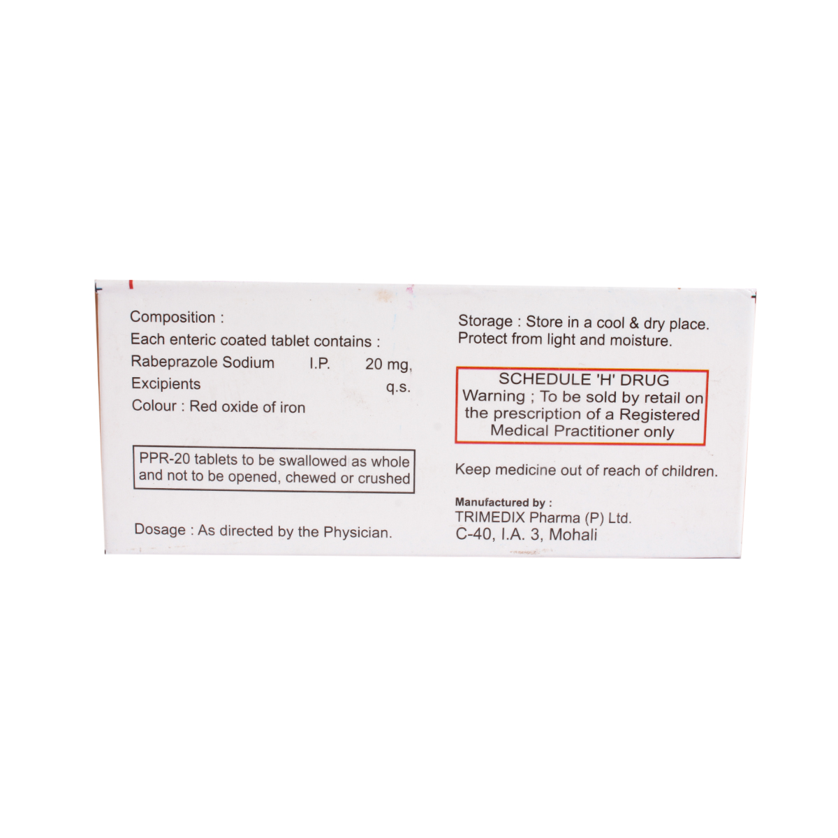 Ppr-20 Tablet 10's, Pack of 10 TabletS Ppr-20 Tablet 10's, Pack of 10 TabletS