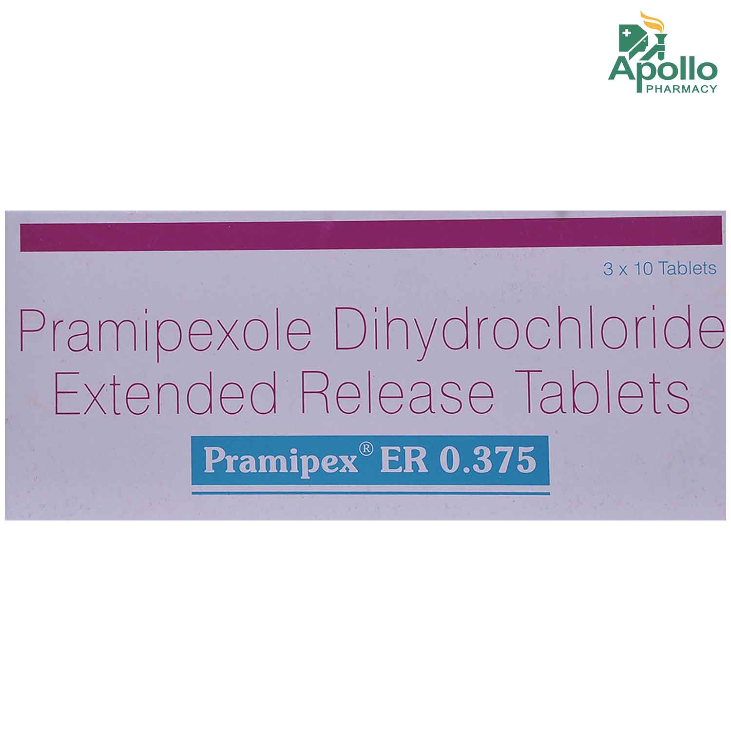 Pramipex ER 0.375 Tablet 10's, Pack of 10 TABLETS Pramipex ER 0.375 Tablet 10's, Pack of 10 TABLETS