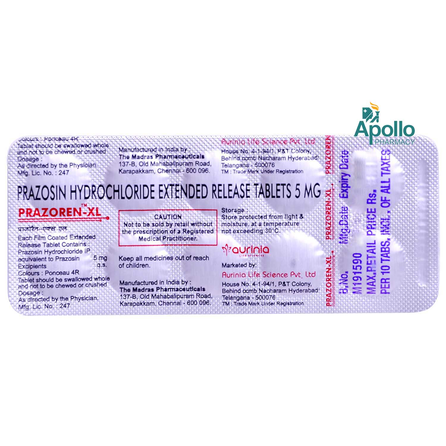 Prazoren-Xl 5mg Tablet 10's, Pack of 10 TabletS Prazoren-Xl 5mg Tablet 10's, Pack of 10 TabletS