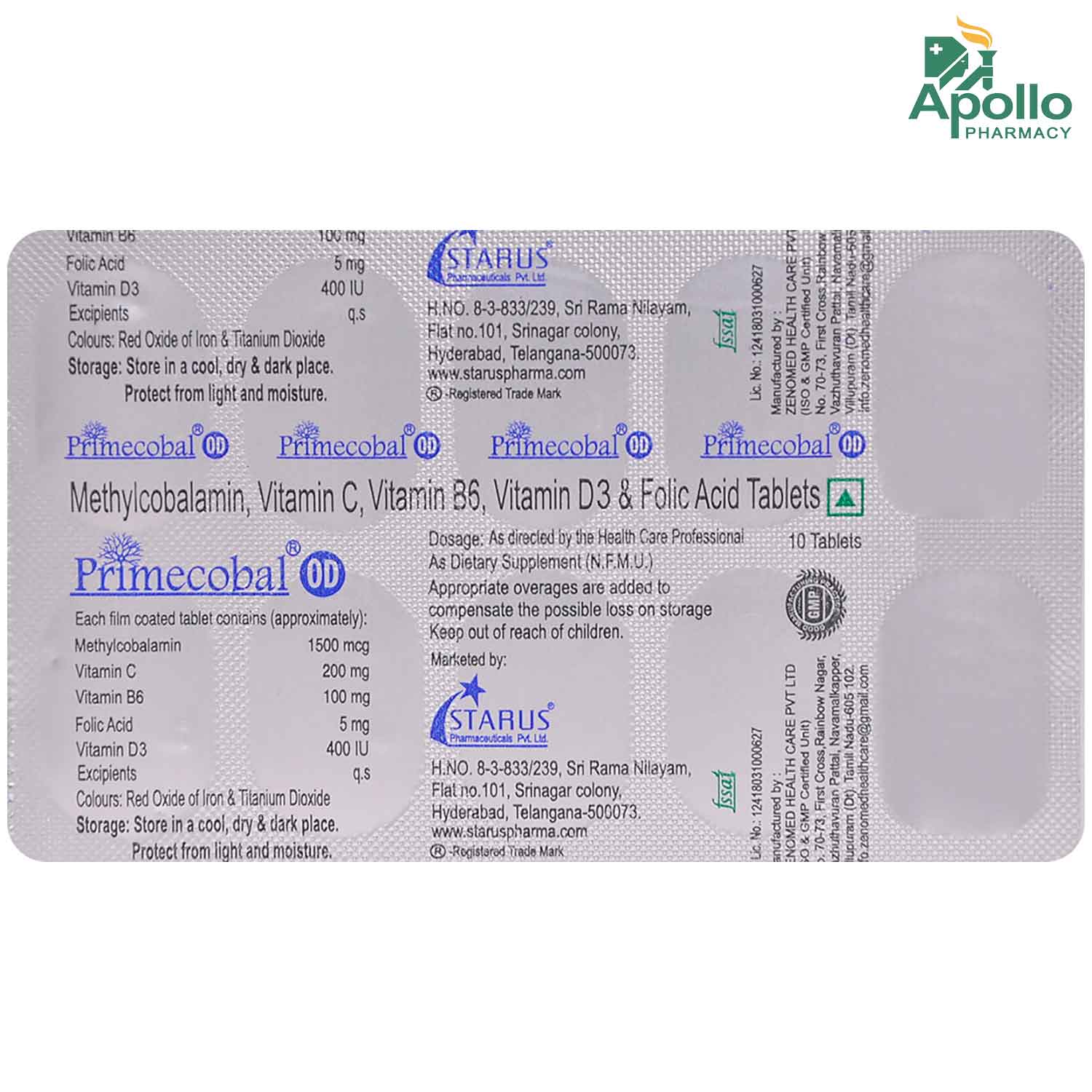 Primecobal OD Tablet 10's, Pack of 10 TABLETS Primecobal OD Tablet 10's, Pack of 10 TABLETS