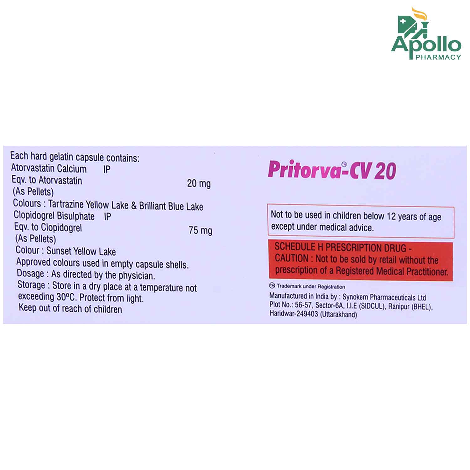 Pritorva-CV20 Capsule 10's, Pack of 10 CAPSULES Pritorva-CV20 Capsule 10's, Pack of 10 CAPSULES