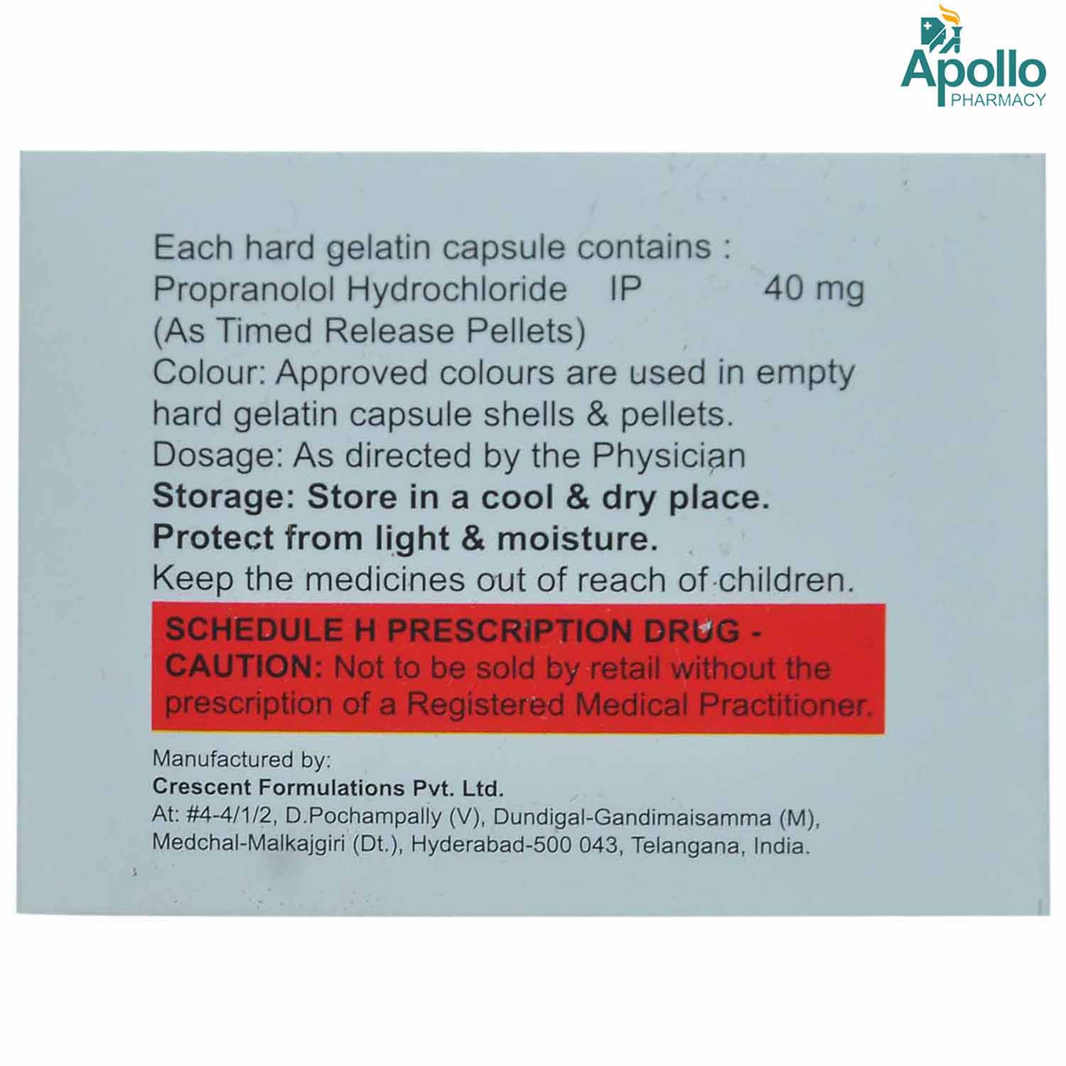 Prolol TR-40 Capsule 10's, Pack of 10 CAPSULES Prolol TR-40 Capsule 10's, Pack of 10 CAPSULES