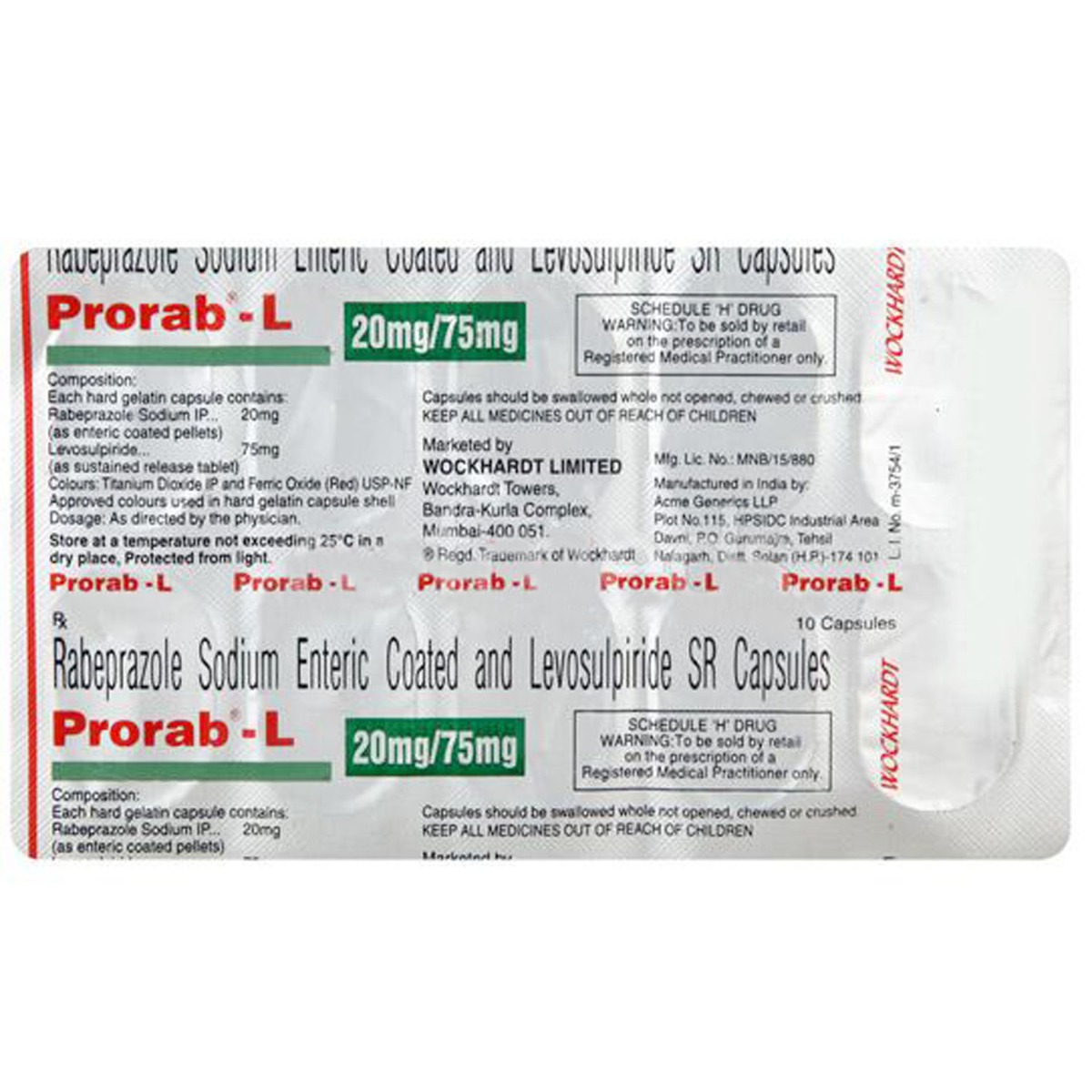 Prorab-L Capsule 10's, Pack of 10 Prorab-L Capsule 10's, Pack of 10