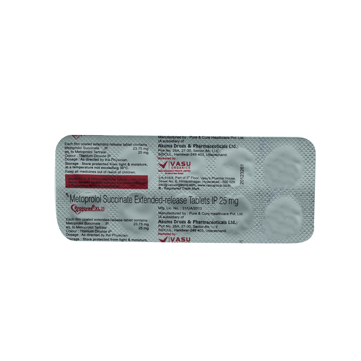 PROLOVAS XL 25MG TABLET, Pack of 10 TABLETS PROLOVAS XL 25MG TABLET, Pack of 10 TABLETS