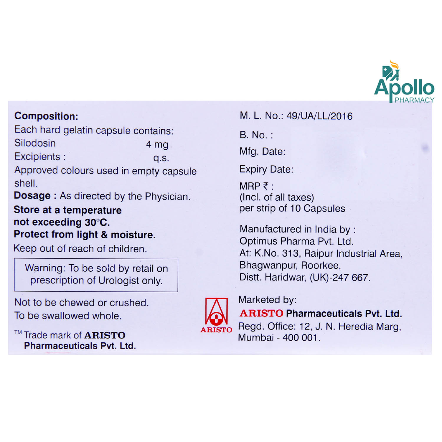 Prostagard 4 Capsule 10's, Pack of 10 CapsuleS Prostagard 4 Capsule 10's, Pack of 10 CapsuleS