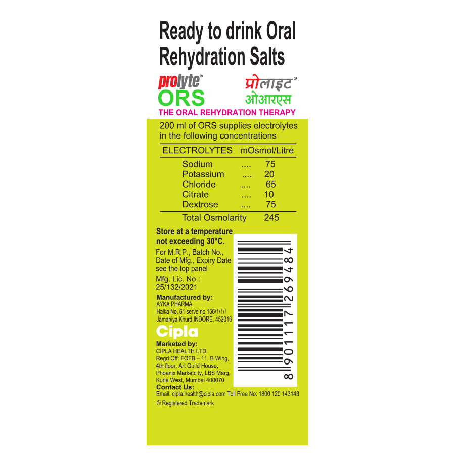 Prolyte ORS Nimbu Pani Flavour Energy Drink, 200 ml, Pack of 1 LIQUID Prolyte ORS Nimbu Pani Flavour Energy Drink, 200 ml, Pack of 1 LIQUID