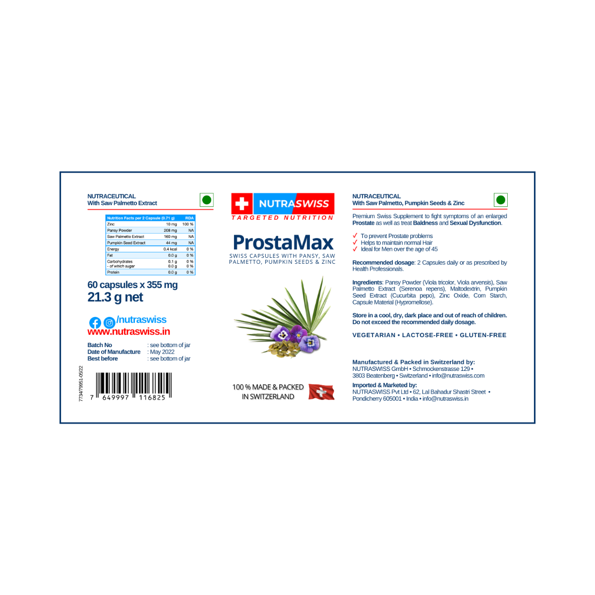 Nutraswiss ProstaMax, 60 Capsules Price, Uses, Side Effects