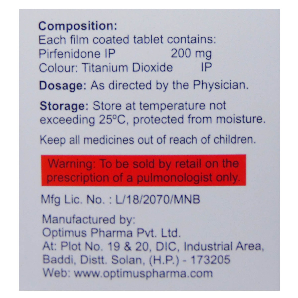 Pulmofib 200 mg Tablet 10's, Pack of 10 TabletS Pulmofib 200 mg Tablet 10's, Pack of 10 TabletS