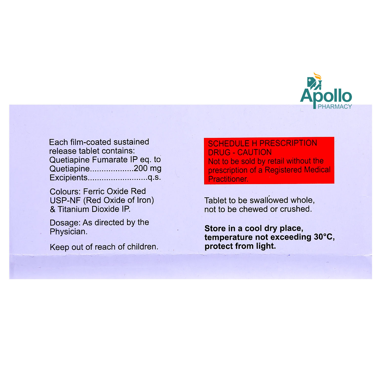 Q PIN SR 200MG TABLET 10'S, Pack of 10 TabletS Q PIN SR 200MG TABLET 10'S, Pack of 10 TabletS