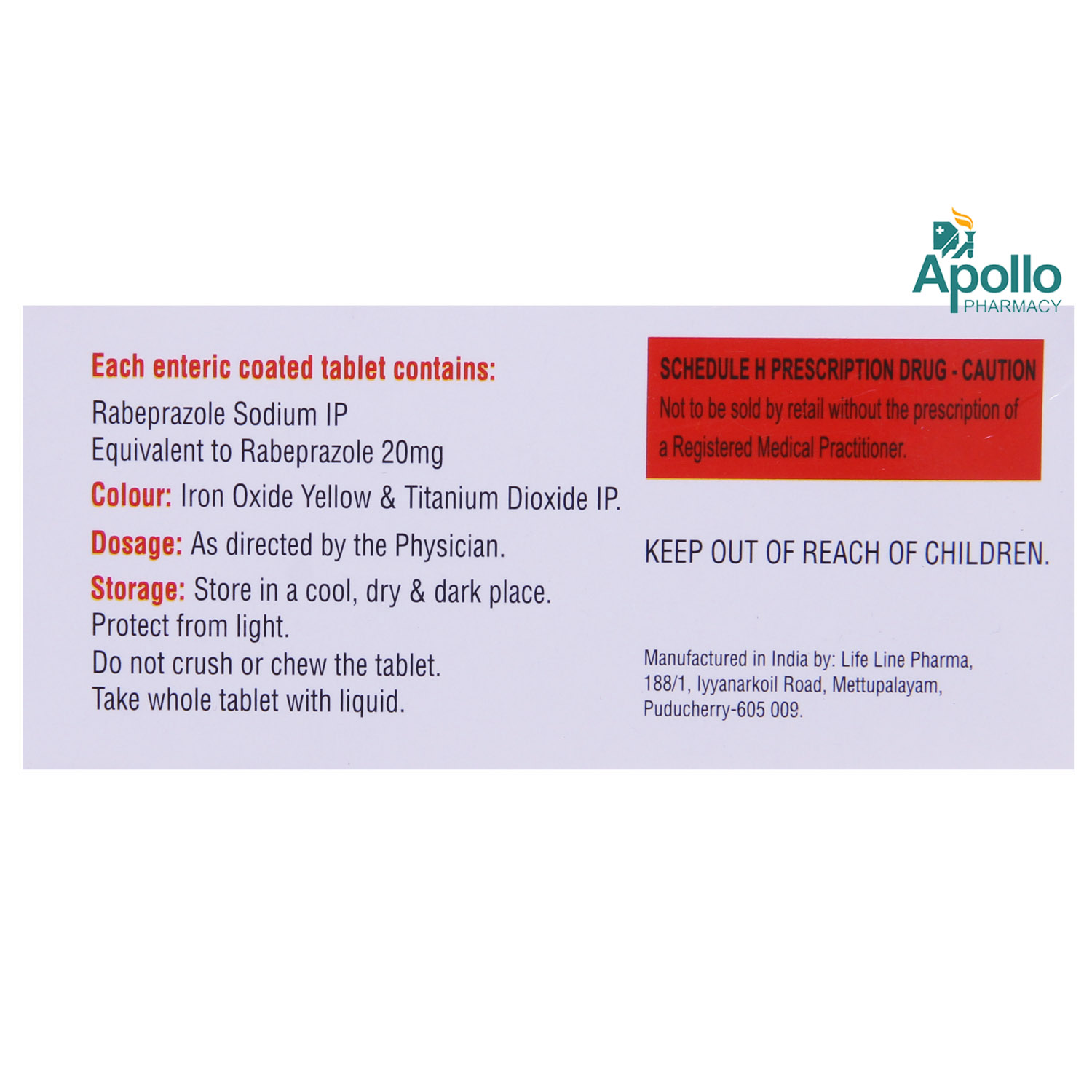 RABESTIME 20MG TABLET 10'S, Pack of 10 TABLETS RABESTIME 20MG TABLET 10'S, Pack of 10 TABLETS