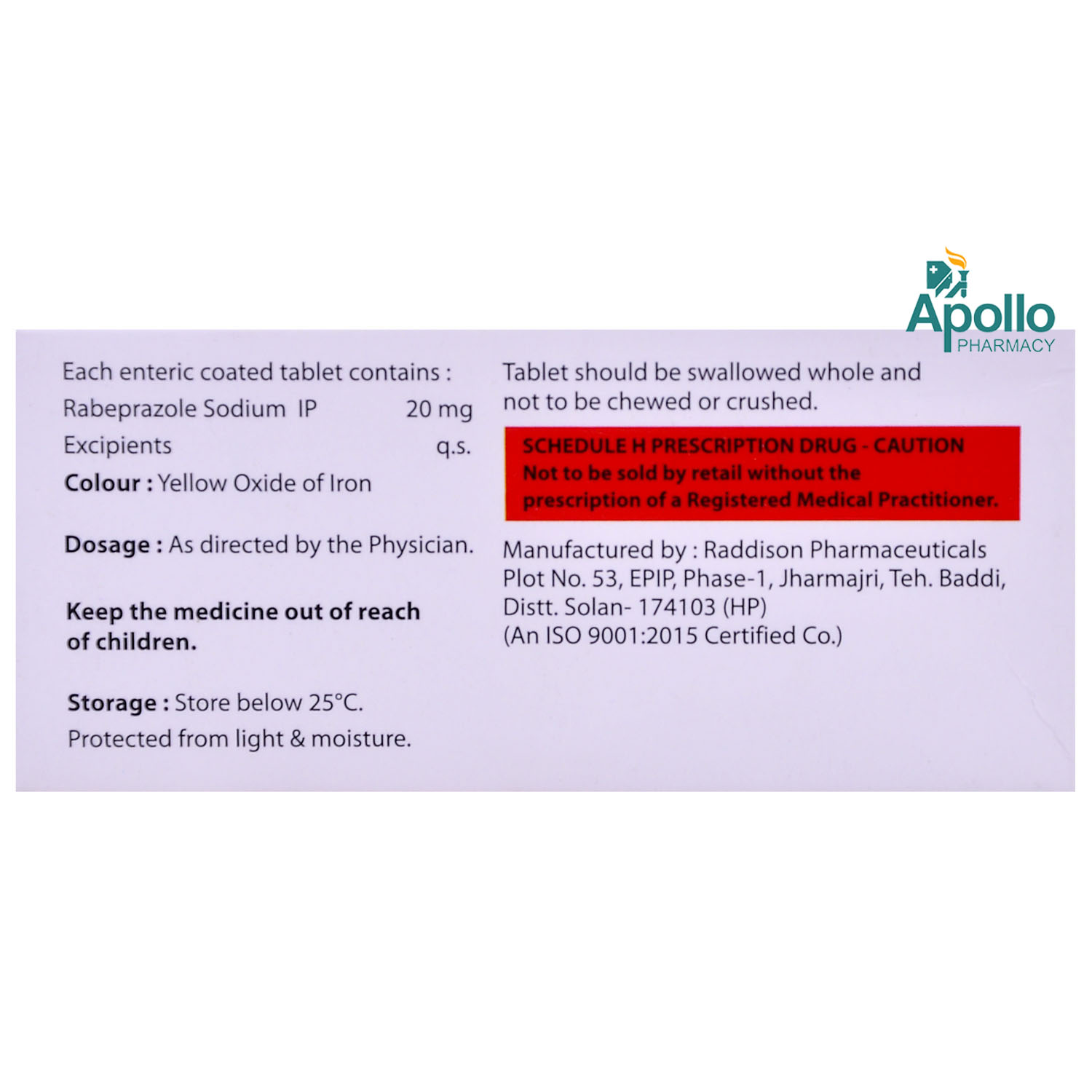 RABELACE 20MG TABLET, Pack of 10 TABLETS RABELACE 20MG TABLET, Pack of 10 TABLETS