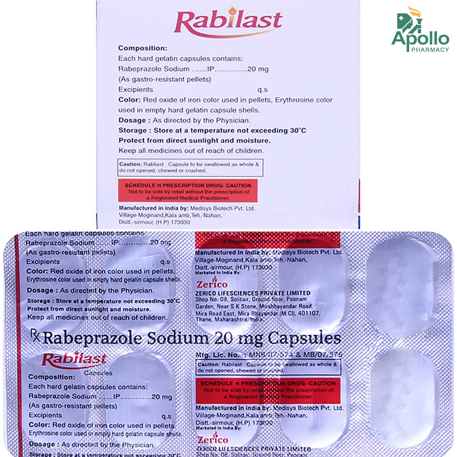 Rabilast 20 mg Capsule 10's, Pack of 10 CapsuleS Rabilast 20 mg Capsule 10's, Pack of 10 CapsuleS