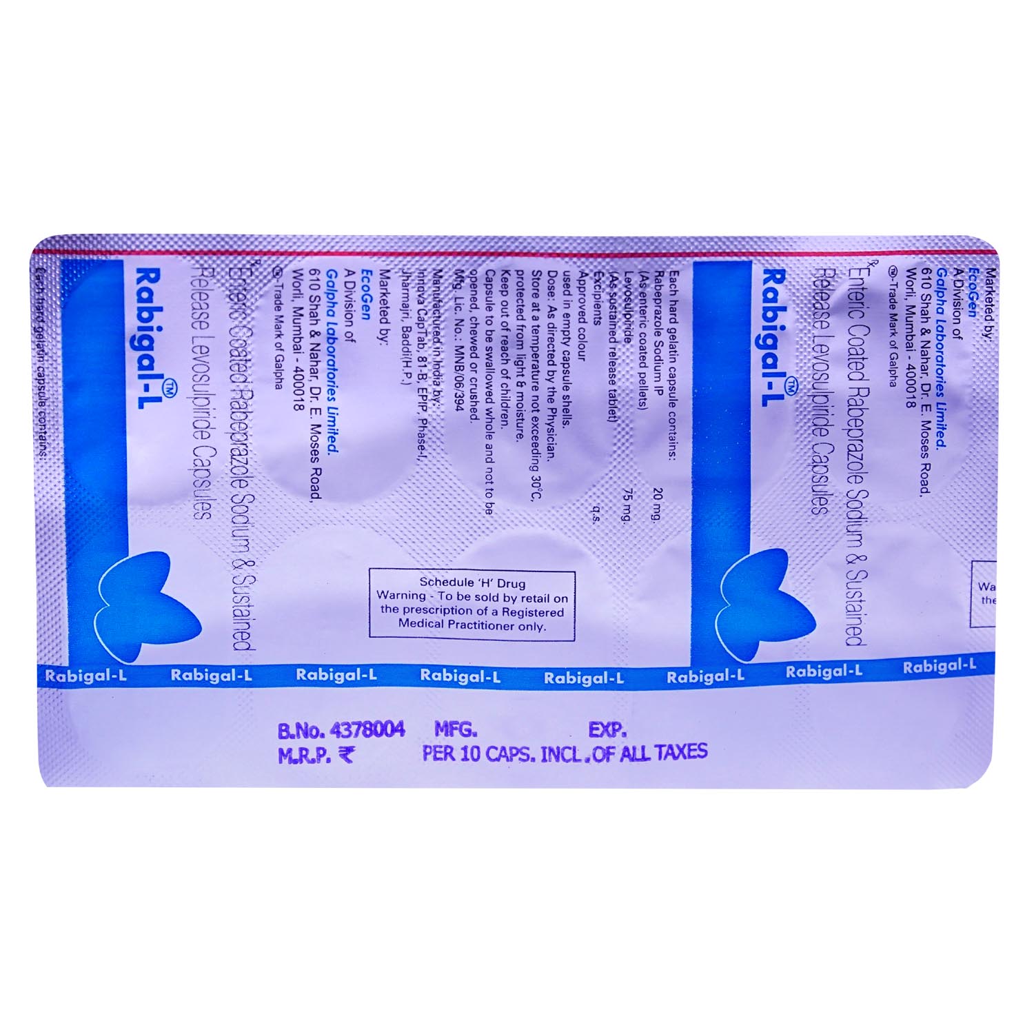 Rabigal L Capsule 10's, Pack of 10 Rabigal L Capsule 10's, Pack of 10