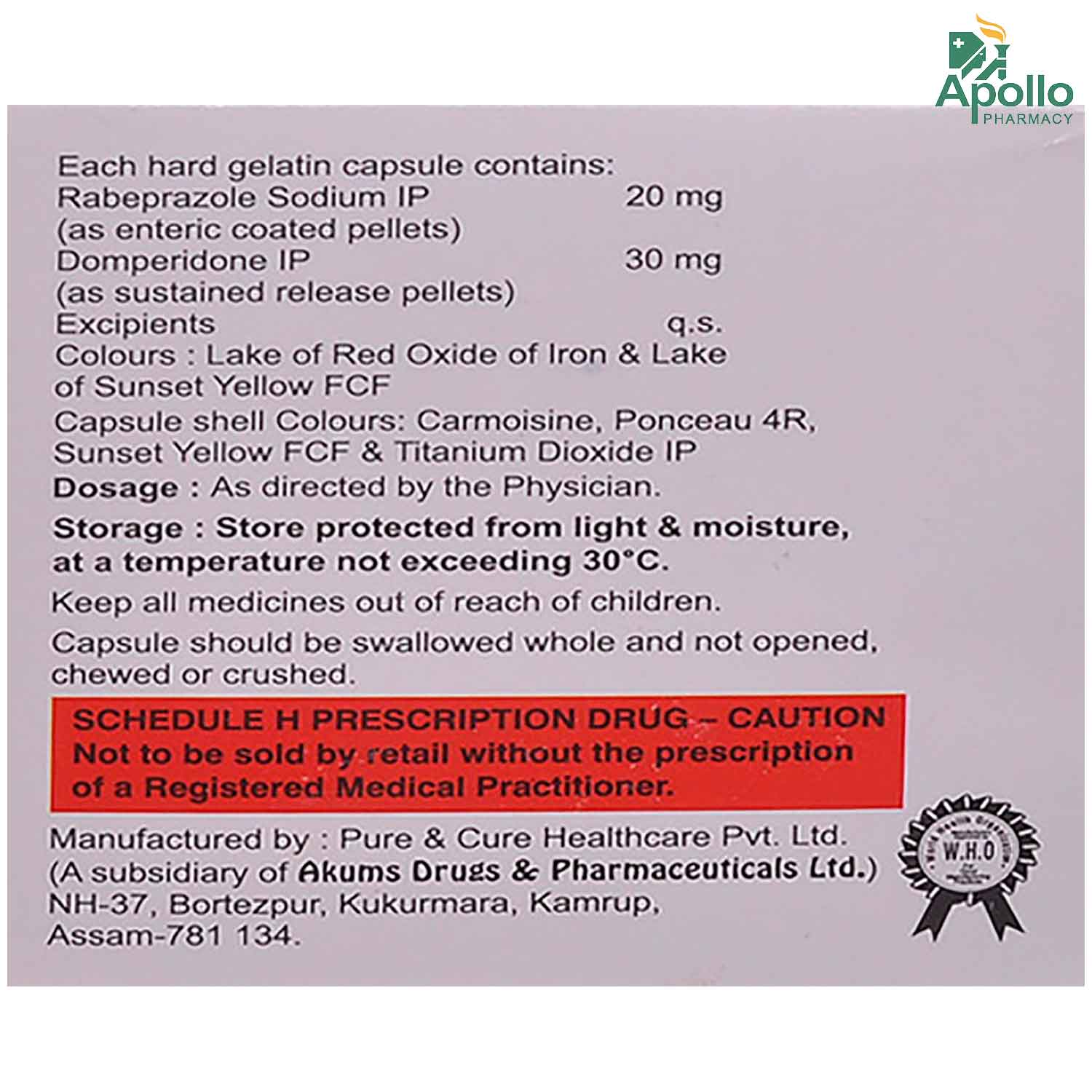 Rabihart-DSR Capsule 10's, Pack of 10 CAPSULES Rabihart-DSR Capsule 10's, Pack of 10 CAPSULES