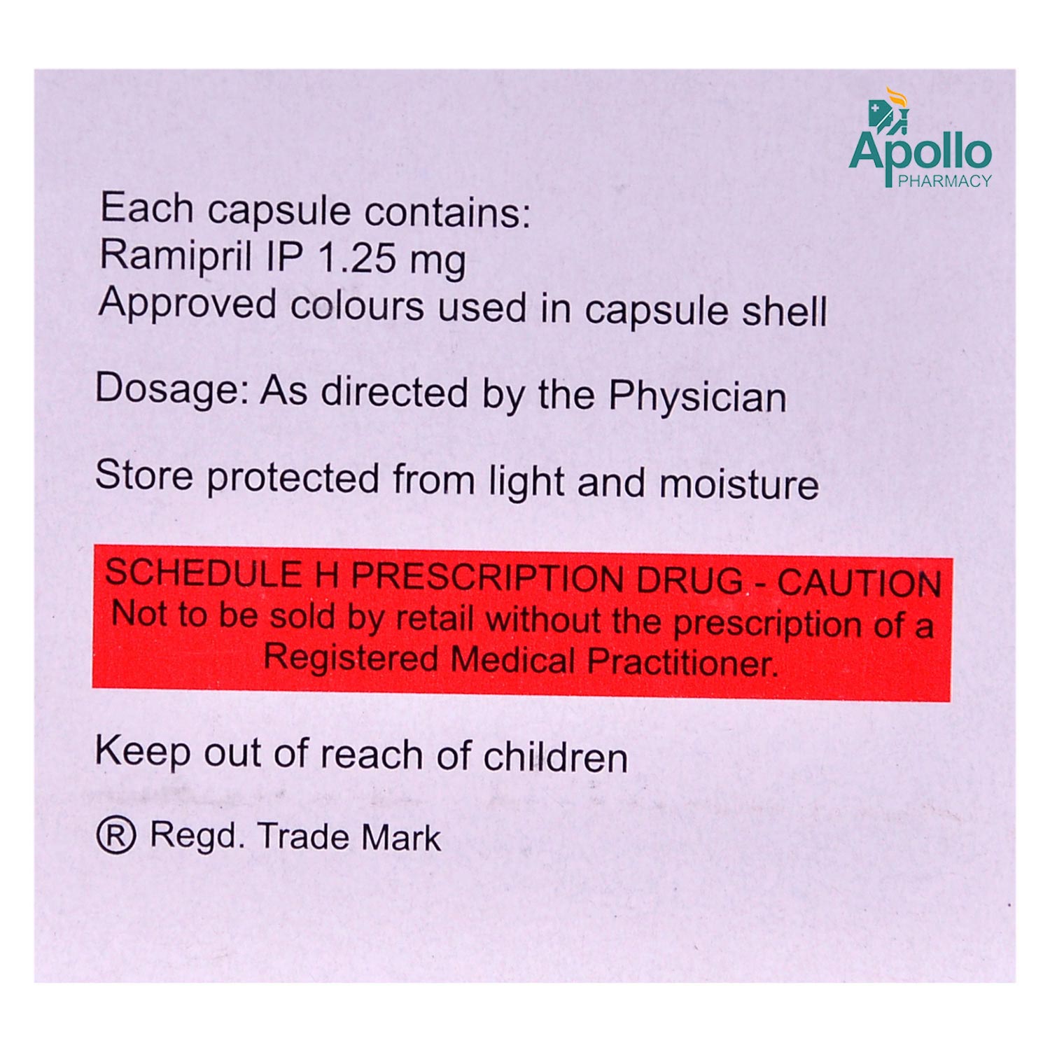 RAMCOR 1.25MG CAPSULE, Pack of 10 CAPSULES RAMCOR 1.25MG CAPSULE, Pack of 10 CAPSULES