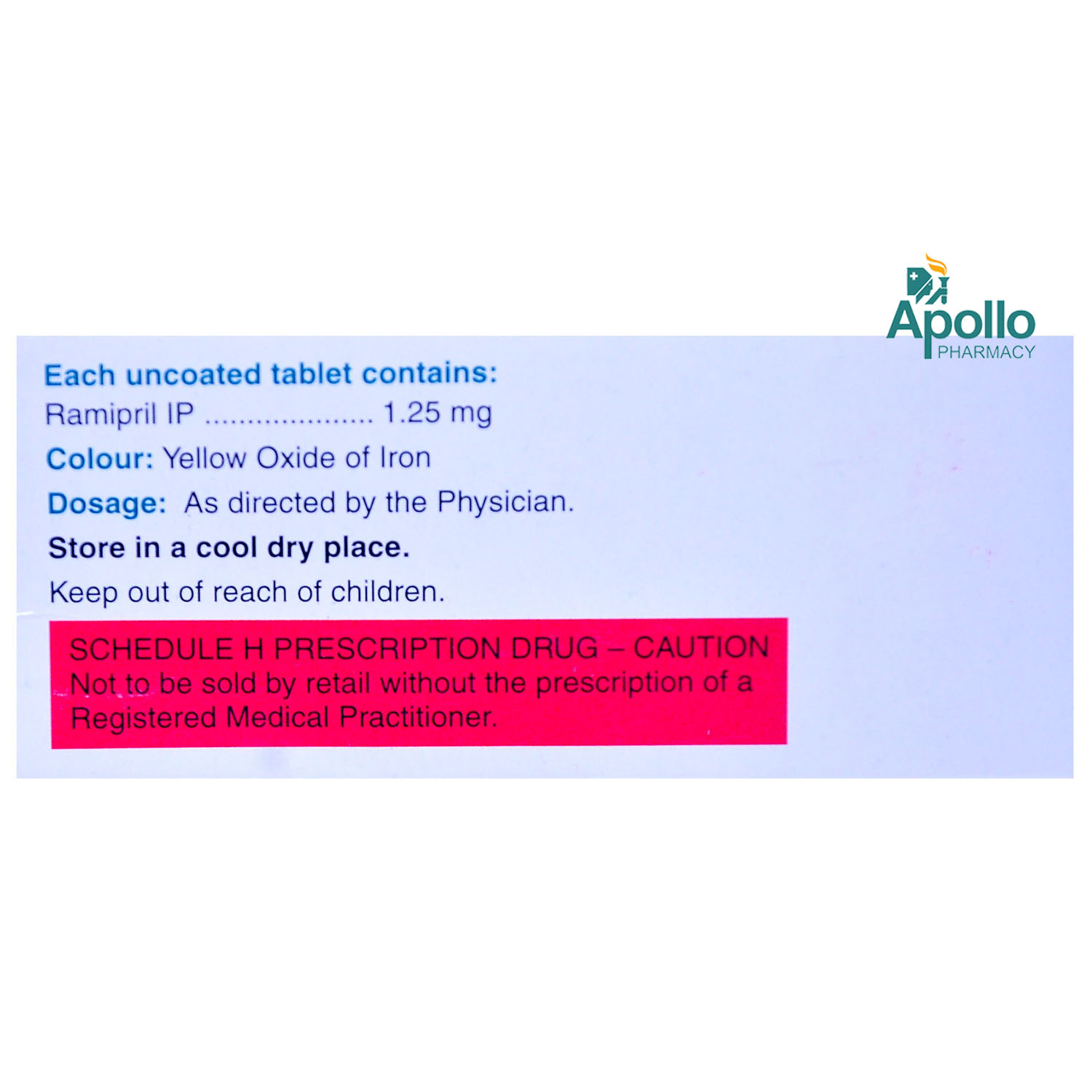 Ramipres-1.25 Tablet 10's, Pack of 10 TABLETS Ramipres-1.25 Tablet 10's, Pack of 10 TABLETS