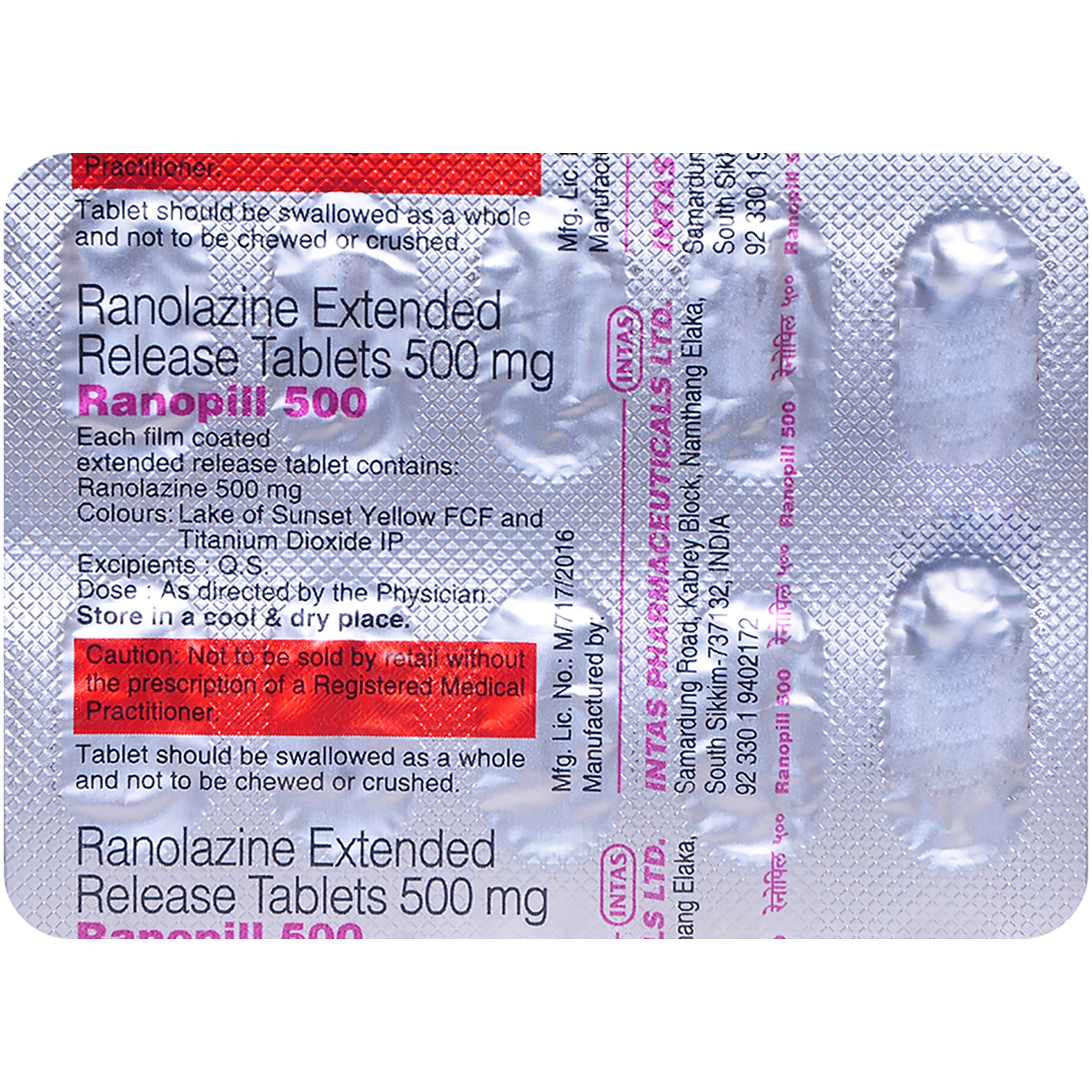 Ranopill 500 Tablet 10's, Pack of 10 TABLETS Ranopill 500 Tablet 10's, Pack of 10 TABLETS