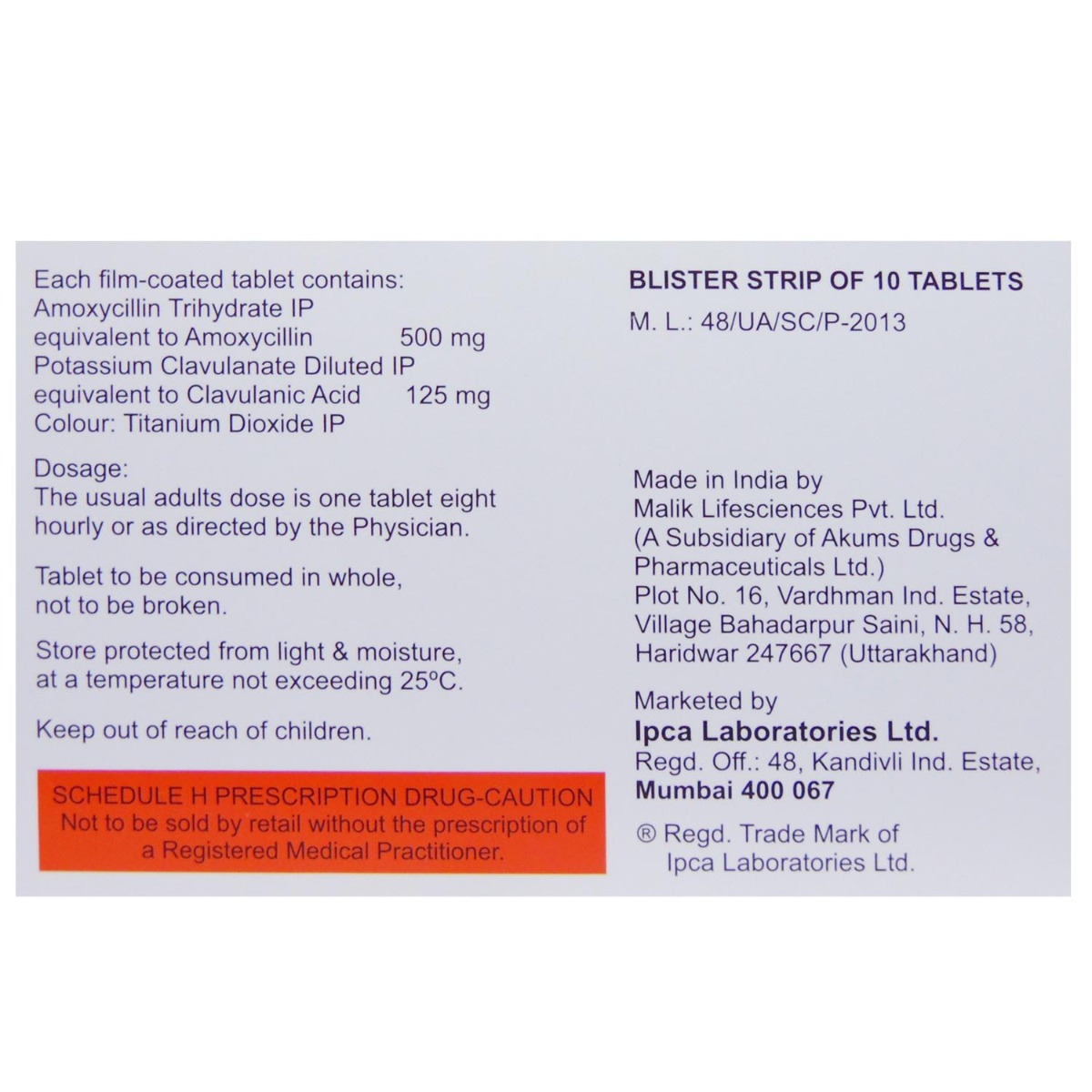 Rapiclav 625 Tablet 10's, Pack of 10 TabletS Rapiclav 625 Tablet 10's, Pack of 10 TabletS