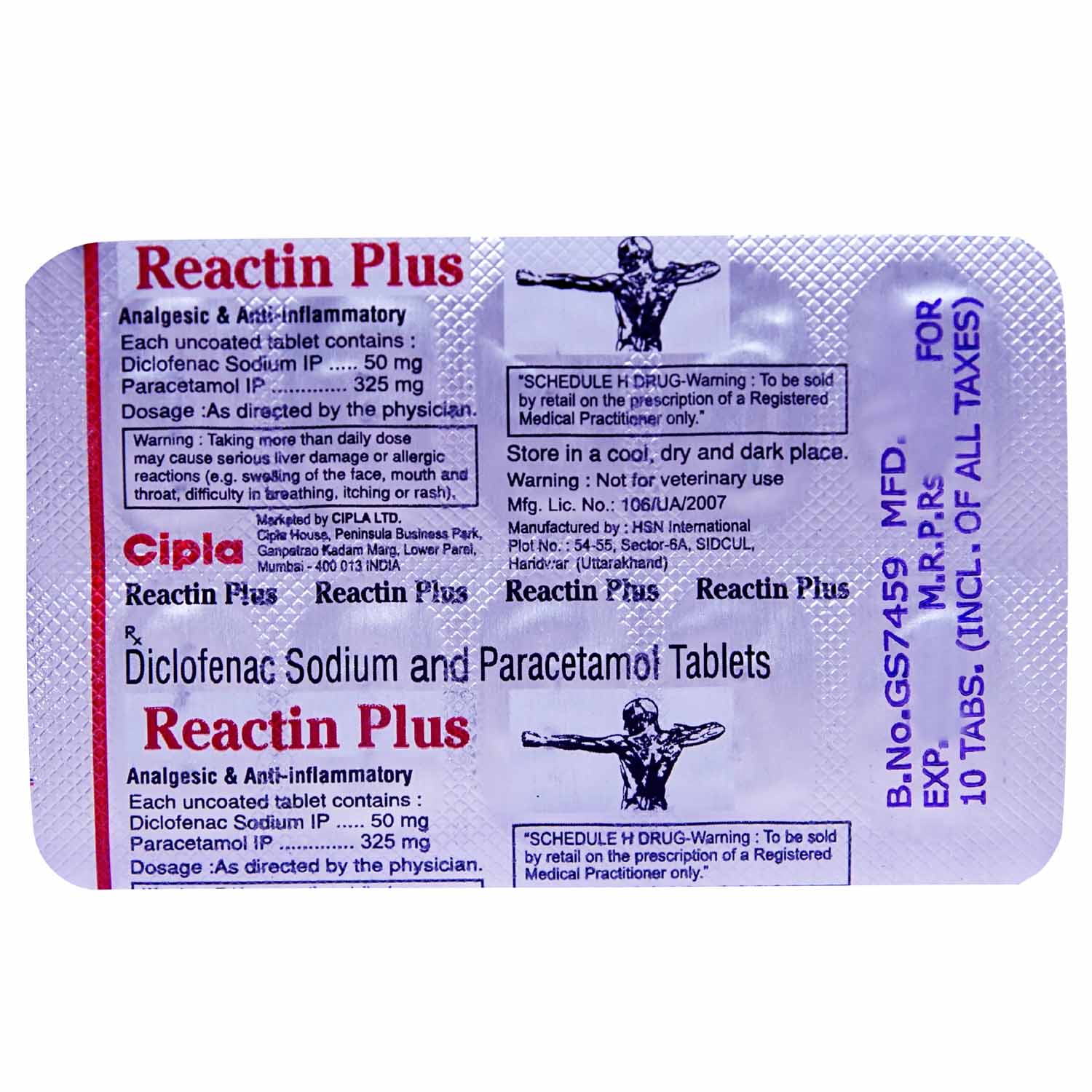 Reactin Plus Tablet 10's, Pack of 10 TABLETS Reactin Plus Tablet 10's, Pack of 10 TABLETS