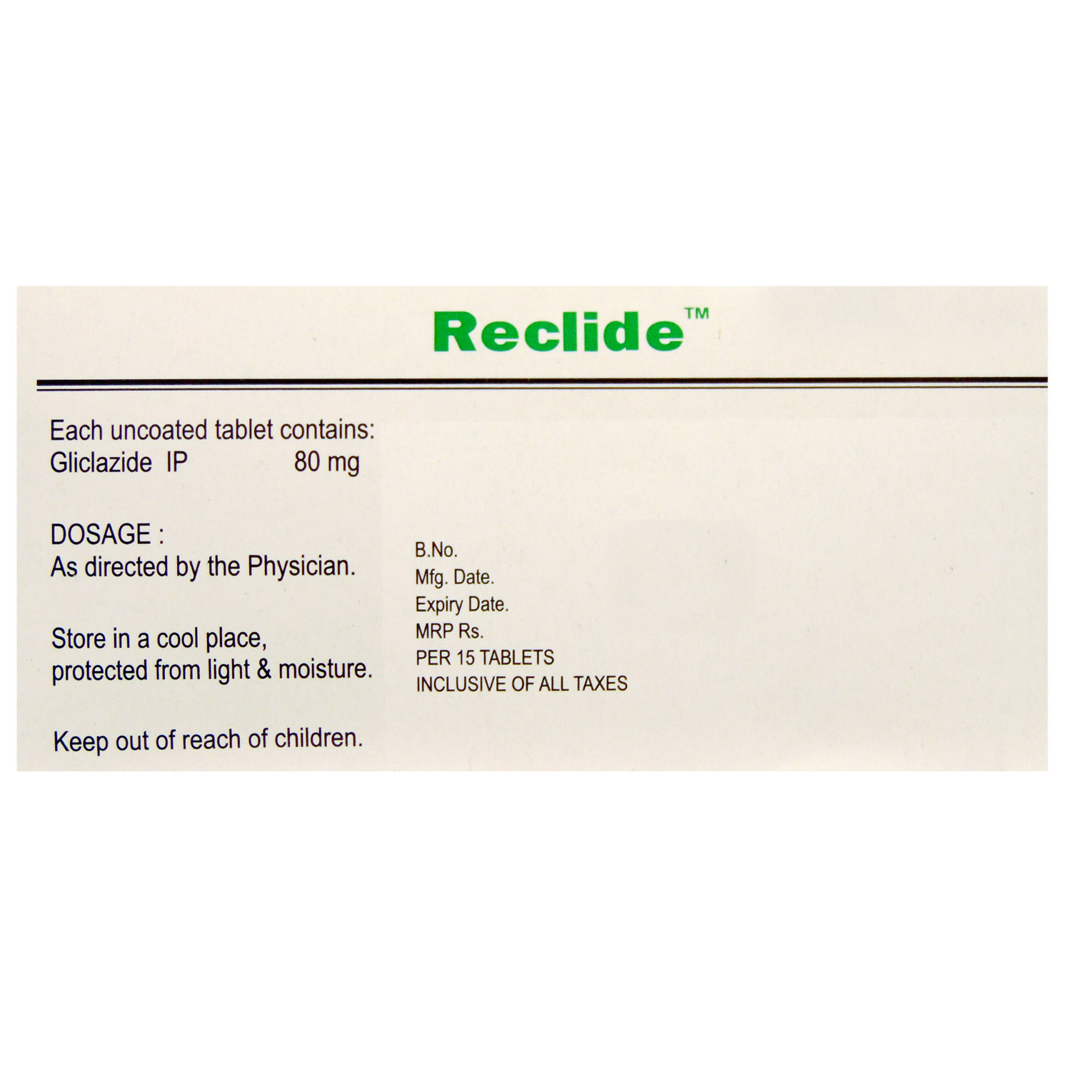 Reclide Tablet 15's, Pack of 15 TABLETS Reclide Tablet 15's, Pack of 15 TABLETS