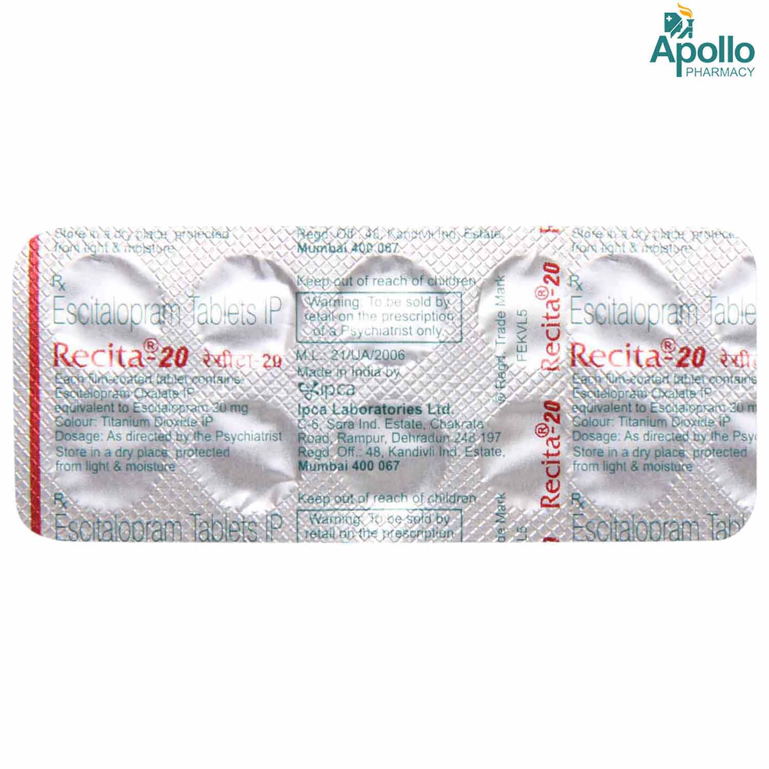 Recita 20 Tablet 10's, Pack of 10 TABLETS Recita 20 Tablet 10's, Pack of 10 TABLETS