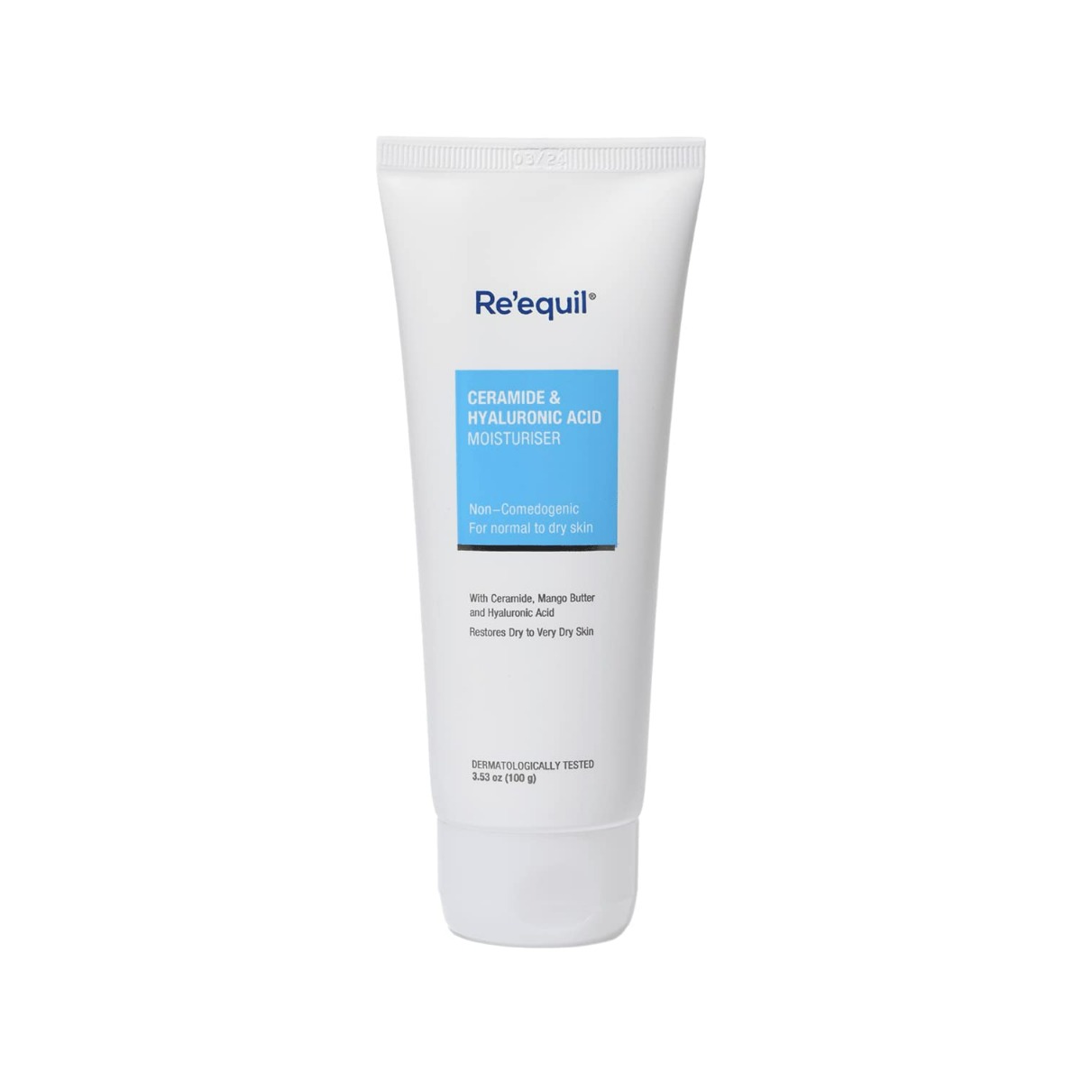 Re'equil Ceramide & Hyaluronic Acid Moisturiser 100 gm | With Ceramide, Mango Butter & Hyaluronic Acid | Locks In Moisture | Restores Dry Skin To Very Dry Skin | For Normal To Dry Skin, Pack of 1 Re'equil Ceramide & Hyaluronic Acid Moisturiser 100 gm | With Ceramide, Mango Butter & Hyaluronic Acid | Locks In Moisture | Restores Dry Skin To Very Dry Skin | For Normal To Dry Skin, Pack of 1
