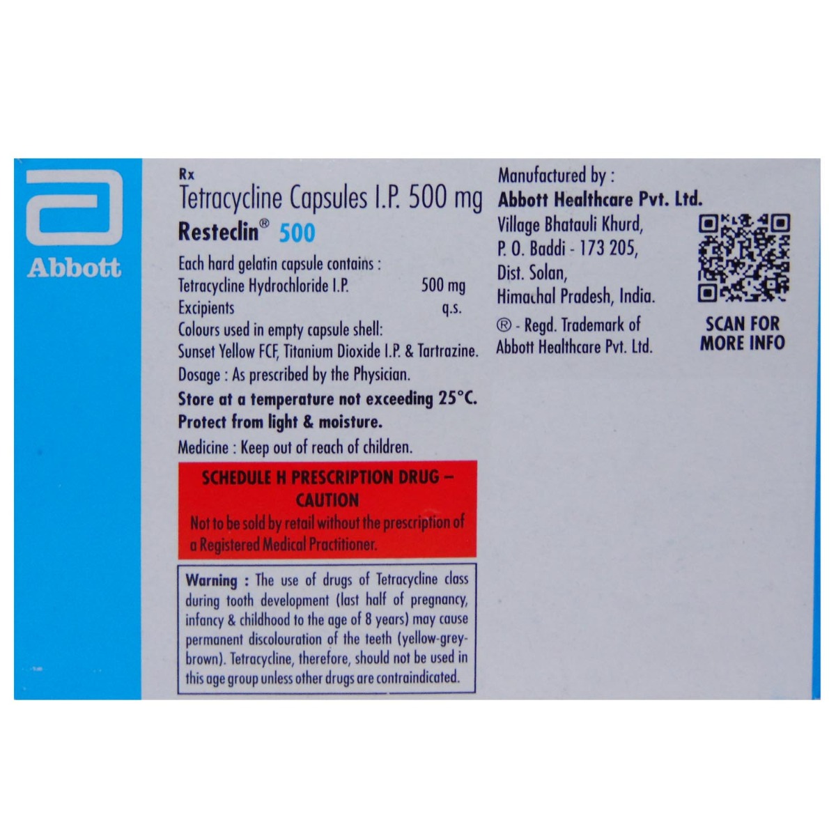 Resteclin 500 Capsule 10's, Pack of 10 CAPSULES Resteclin 500 Capsule 10's, Pack of 10 CAPSULES