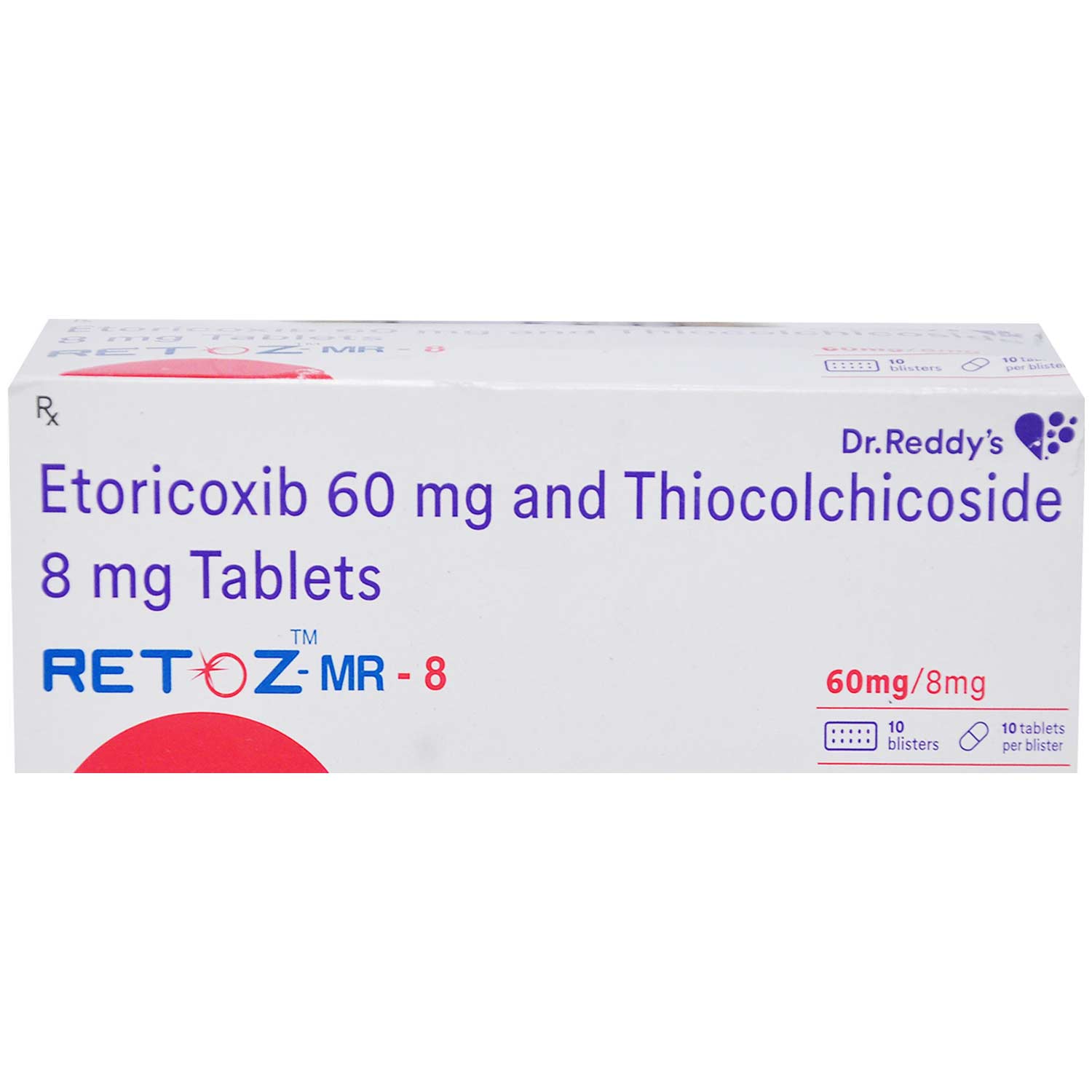RETOZ MR 8MG TABLET, Pack of 10 TABLETS RETOZ MR 8MG TABLET, Pack of 10 TABLETS