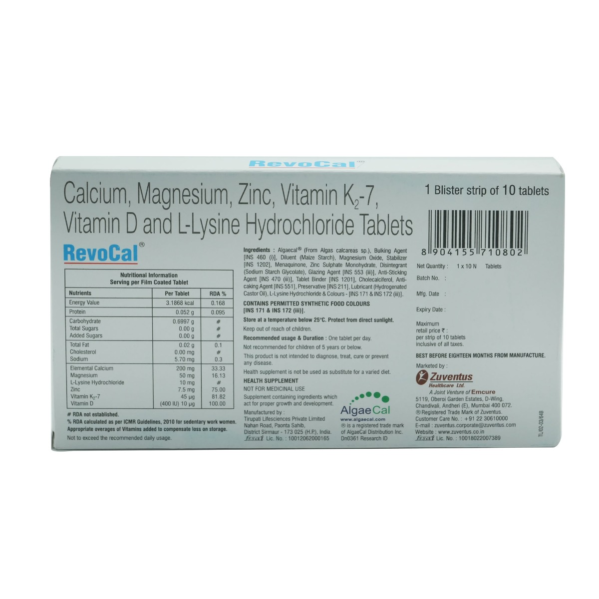 Revocal Tablet 10's, Pack of 10 TABLETS Revocal Tablet 10's, Pack of 10 TABLETS