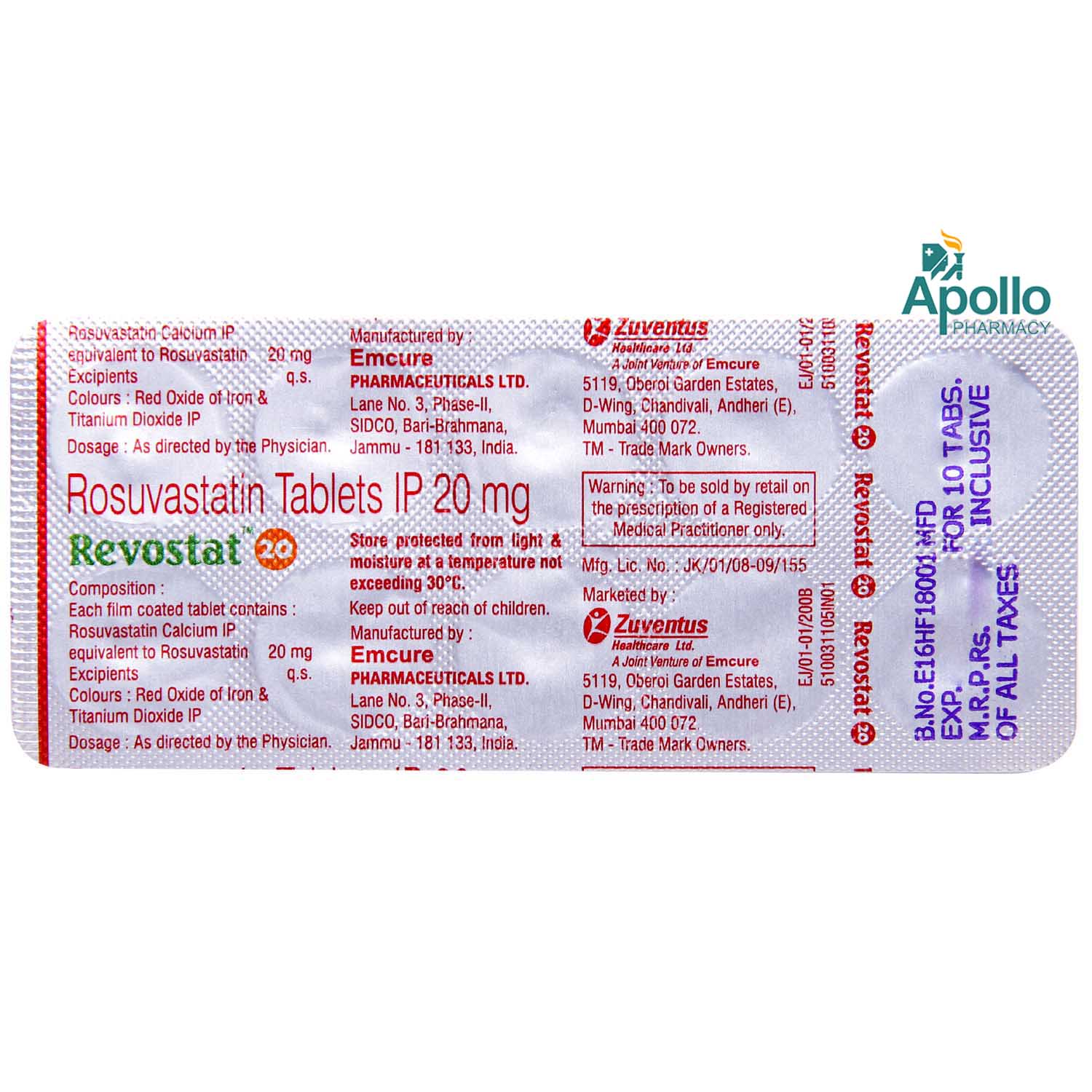 Revostat 20 Tablet 10's, Pack of 10 TABLETS Revostat 20 Tablet 10's, Pack of 10 TABLETS