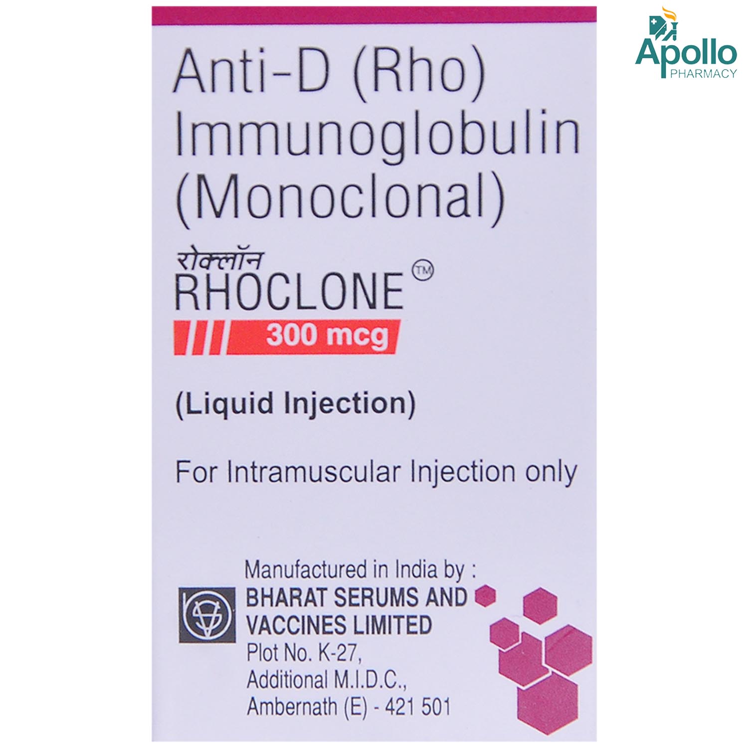 Buy Rhoclone 300mcg Injection 1's Online