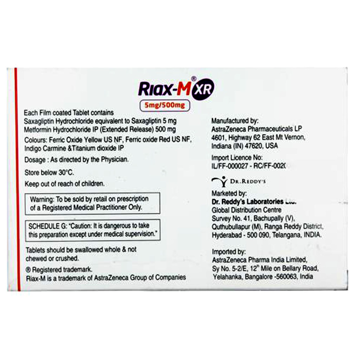 Riax-MXR 5 mg/500 mg Tablet 7's, Pack of 7 TABLETS Riax-MXR 5 mg/500 mg Tablet 7's, Pack of 7 TABLETS