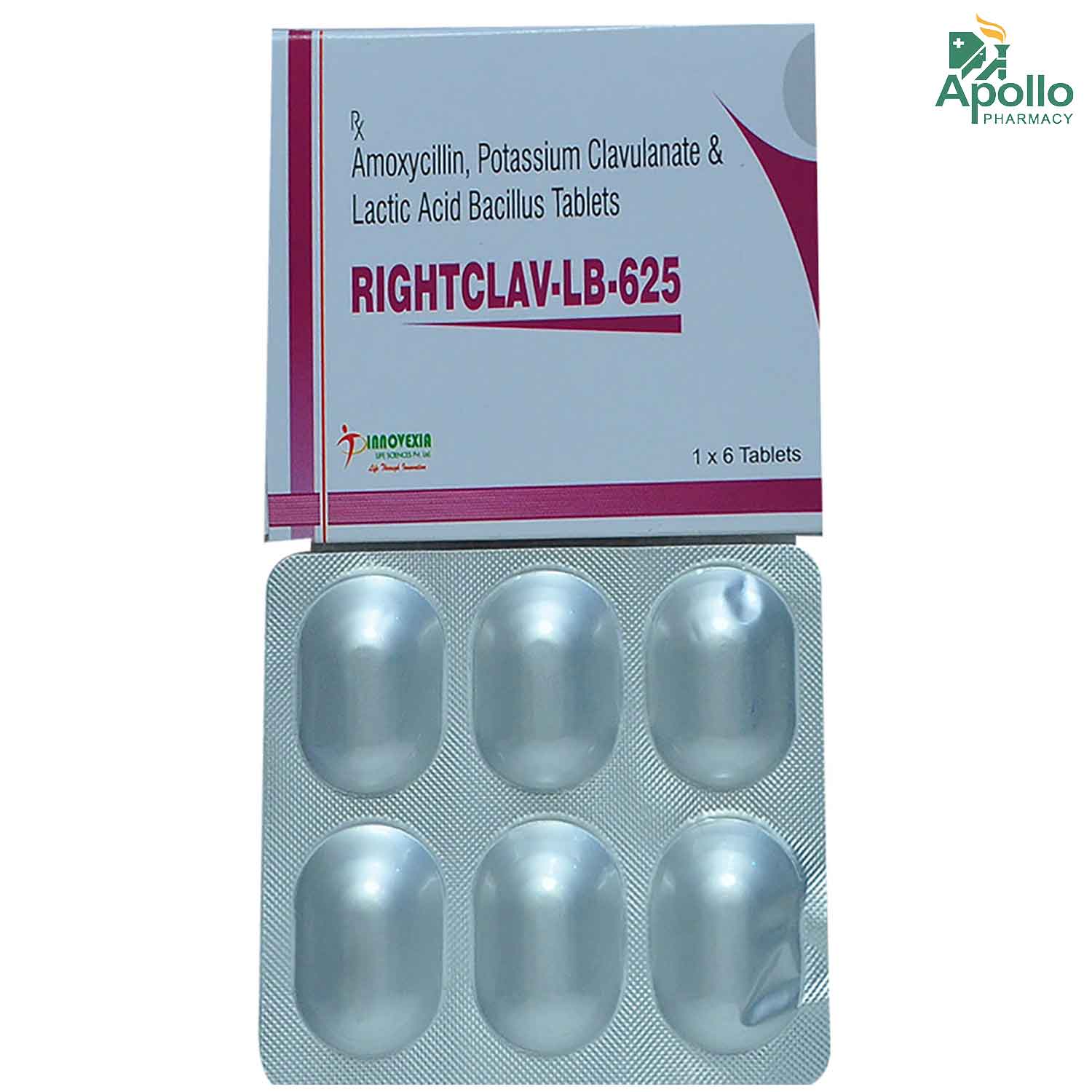 RIGHTCLAV LB 625MG TABLET 6'S, Pack of 6 TABLETS RIGHTCLAV LB 625MG TABLET 6'S, Pack of 6 TABLETS