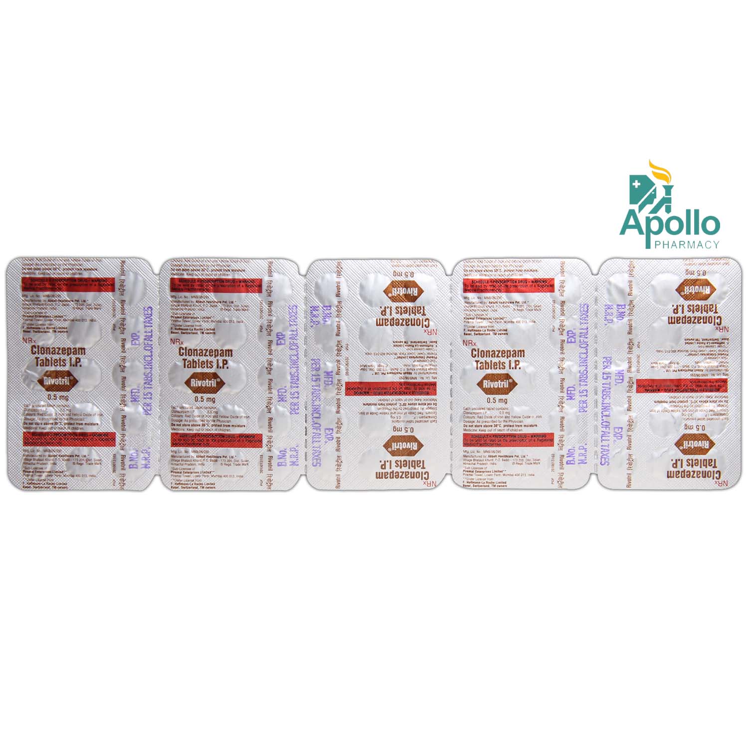 Rivotril 0.5 mg Tablet 15's, Pack of 15 TABLETS Rivotril 0.5 mg Tablet 15's, Pack of 15 TABLETS