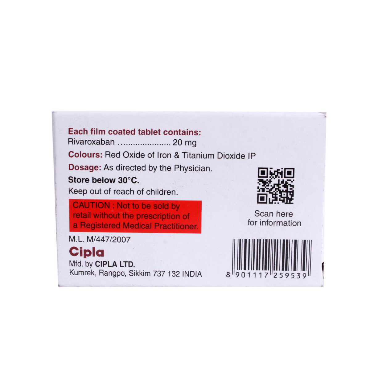 Rivazest 20 Tablet 14's Rivazest 20 Tablet 14's