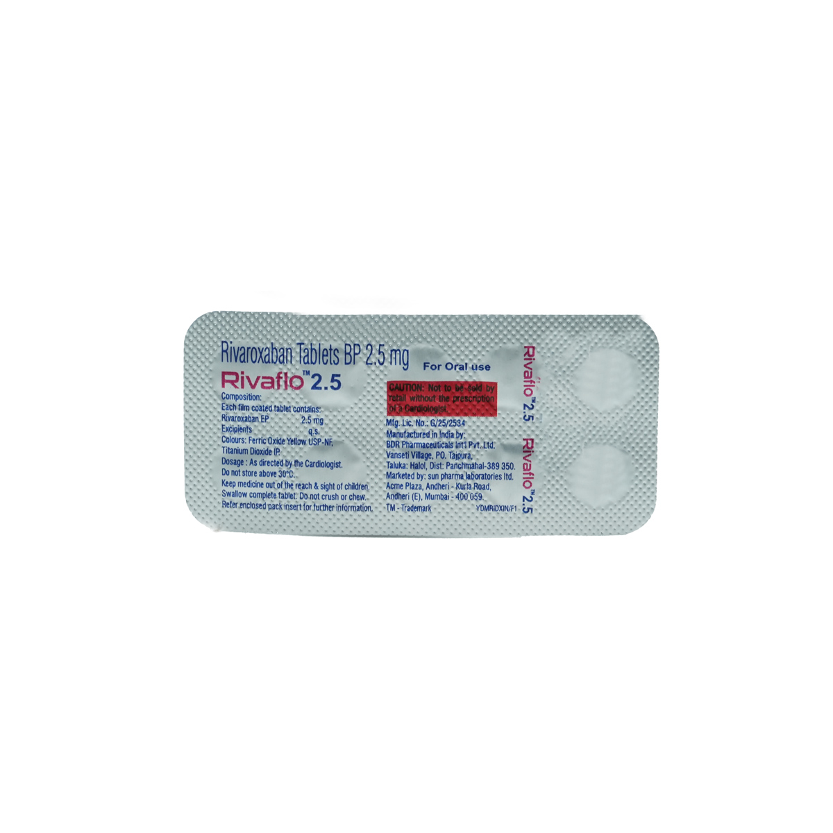 Rivaflo 2.5 Tablet 10's, Pack of 10 TabletS Rivaflo 2.5 Tablet 10's, Pack of 10 TabletS