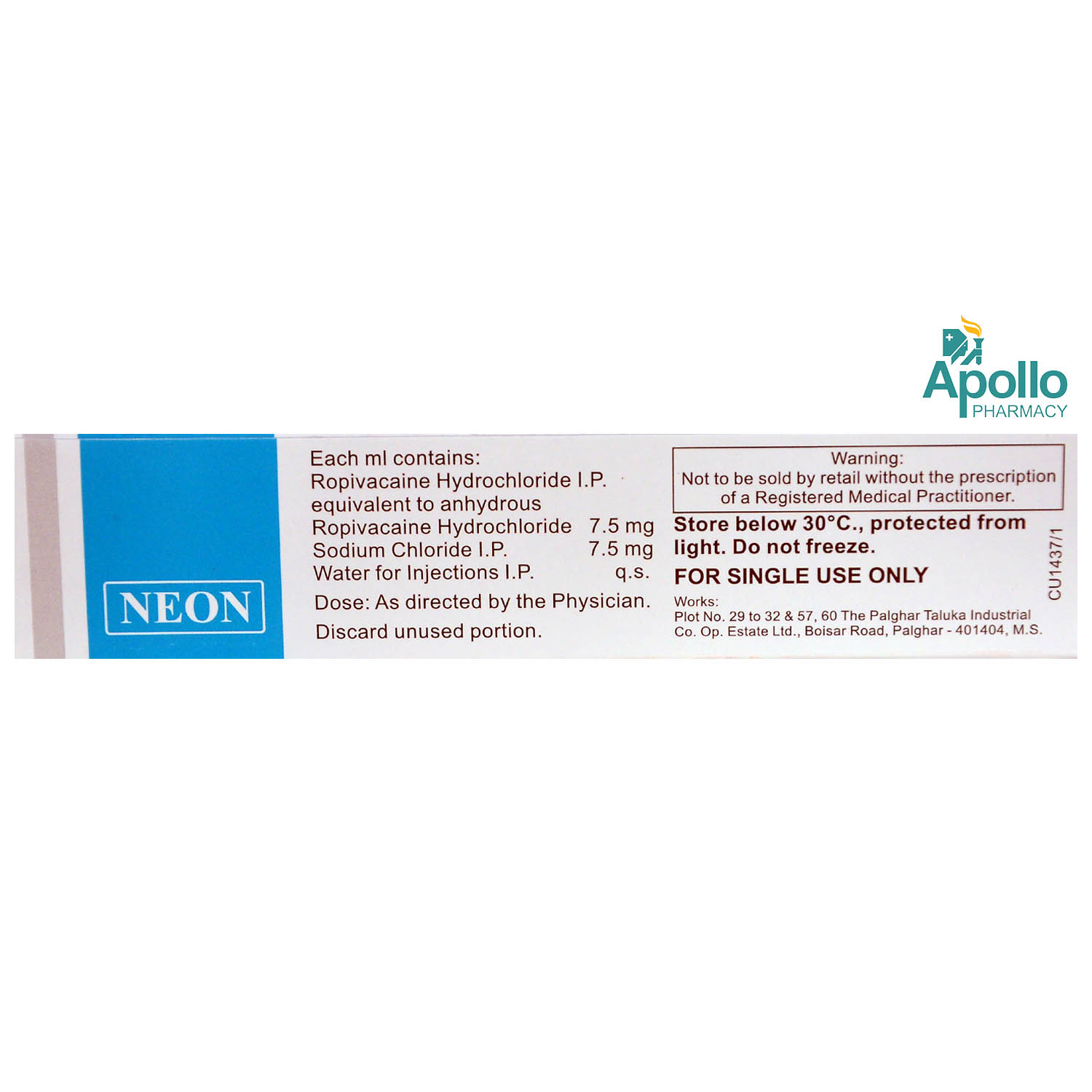 ROPIN 0.75% INJECTION 20ML, Pack of 1 ROPIN 0.75% INJECTION 20ML, Pack of 1