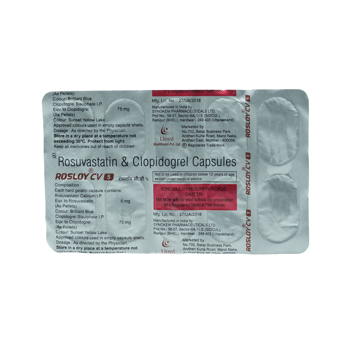 Rosloy-CV 5 mg Capsule 10's, Pack of 10 CapsuleS Rosloy-CV 5 mg Capsule 10's, Pack of 10 CapsuleS