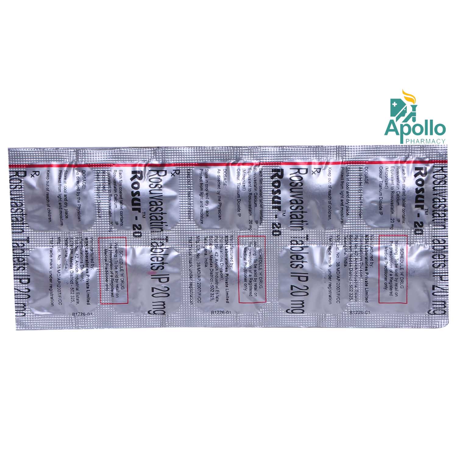 Rosur-20 Tablet 10's, Pack of 10 TABLETS Rosur-20 Tablet 10's, Pack of 10 TABLETS