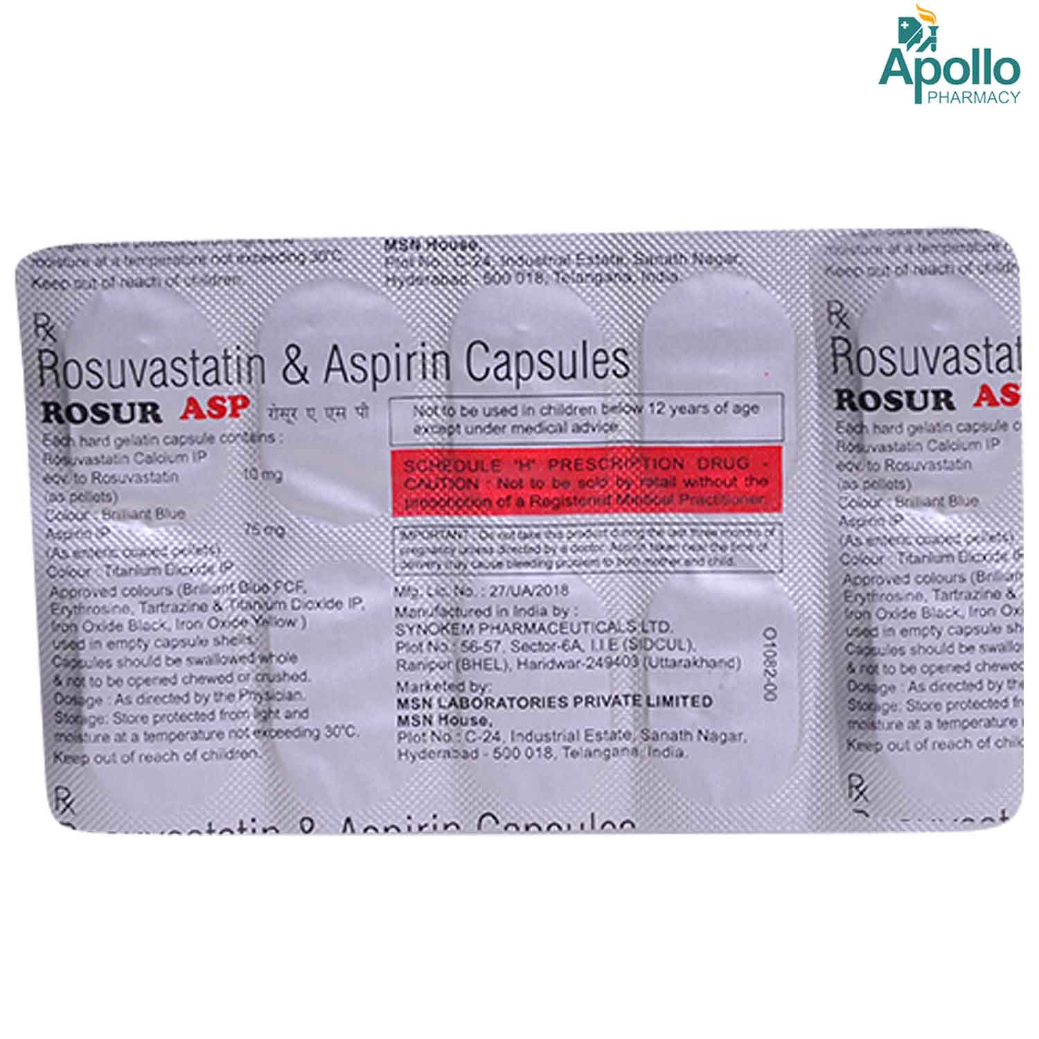 Rosur ASP Capsule 10's, Pack of 10 CapsuleS Rosur ASP Capsule 10's, Pack of 10 CapsuleS