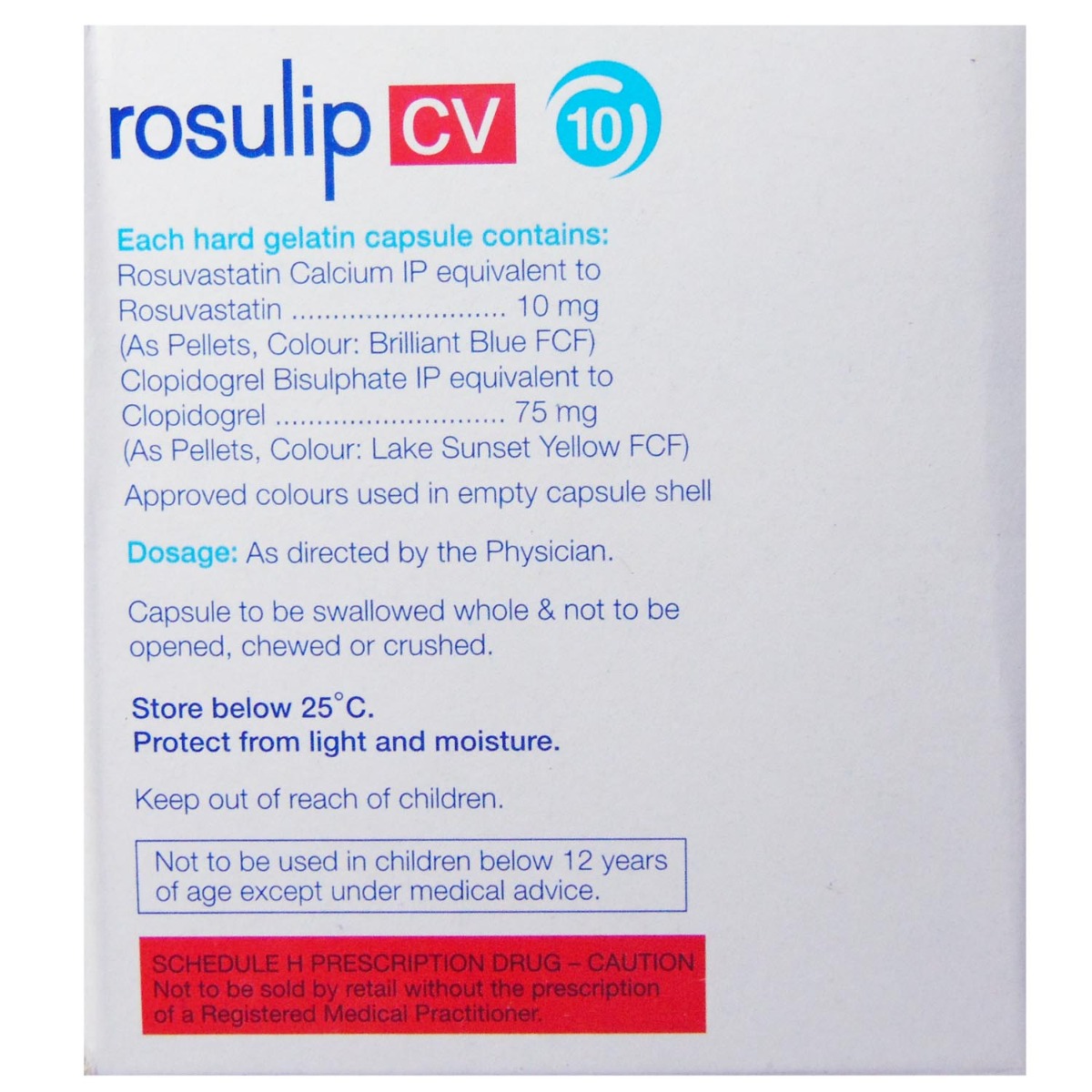 Rosulip CV 10 Capsule 10's, Pack of 10 CAPSULES Rosulip CV 10 Capsule 10's, Pack of 10 CAPSULES