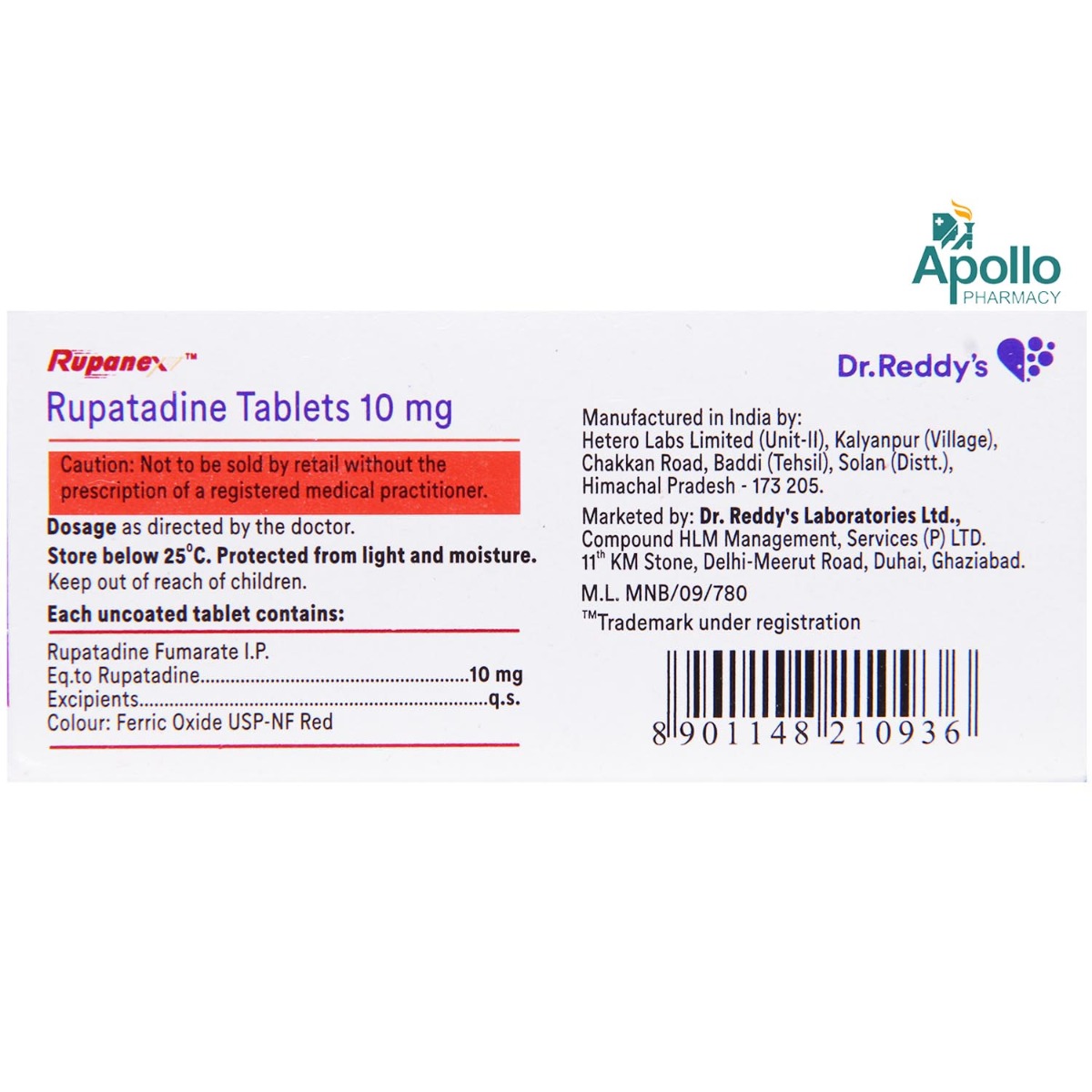 Rupanex Tablet 10's, Pack of 10 TABLETS Rupanex Tablet 10's, Pack of 10 TABLETS
