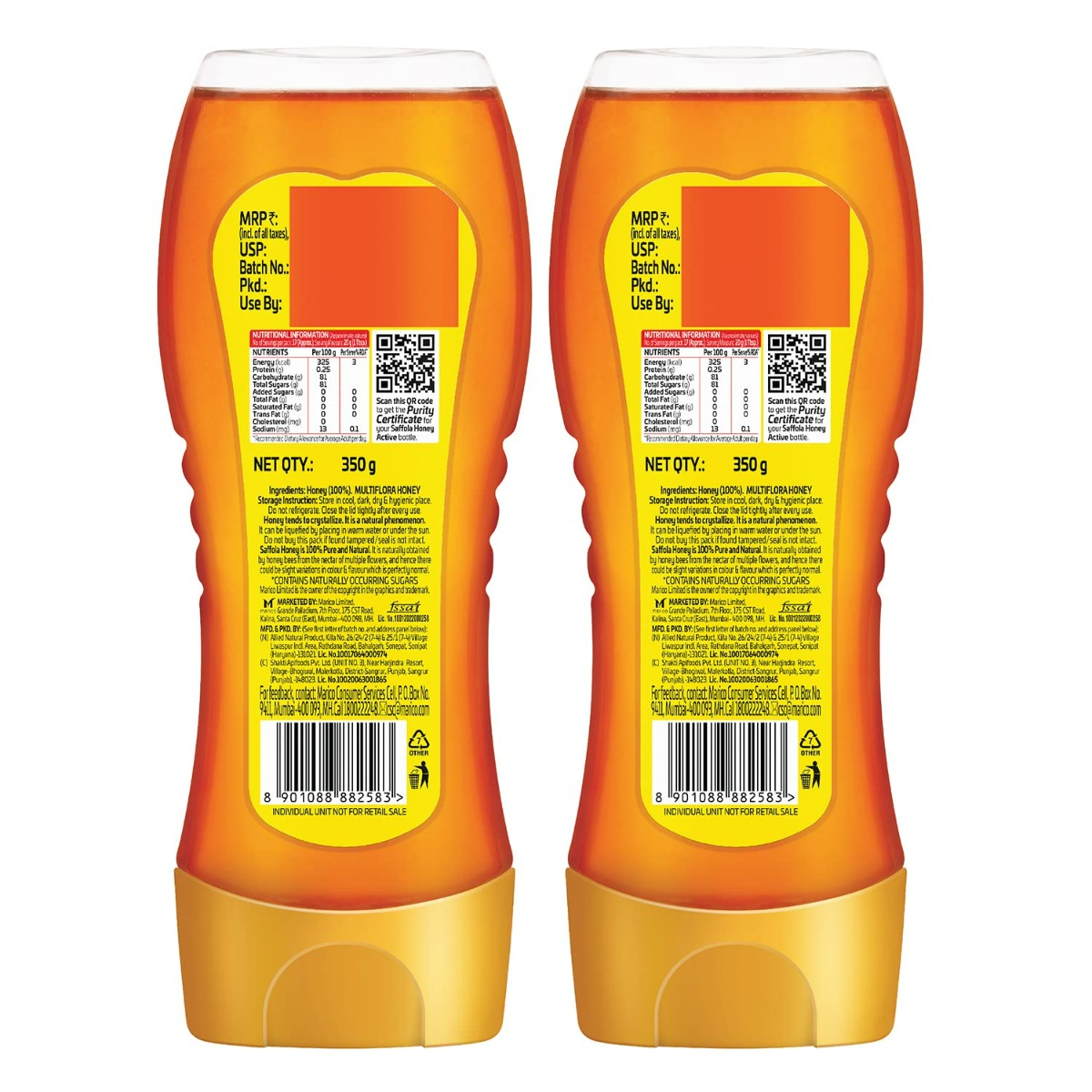 Saffola Honey Active Sqoozy, 2x350 gm (Buy 1 Get 1 Free), Pack of 1 Saffola Honey Active Sqoozy, 2x350 gm (Buy 1 Get 1 Free), Pack of 1