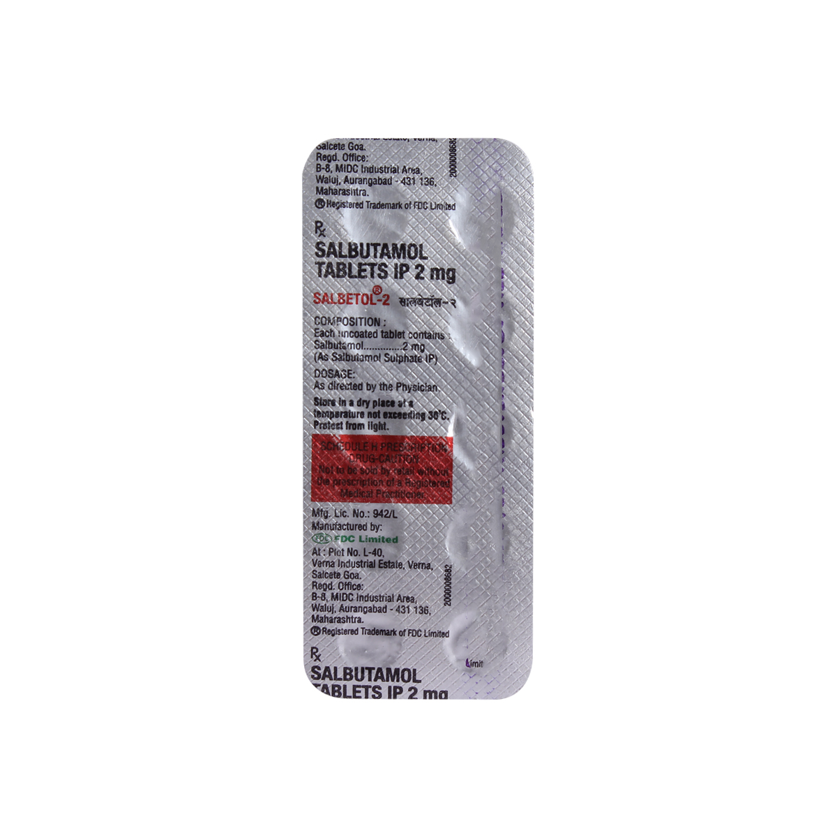 SALBETOL 2MG TABLET, Pack of 10 TabletS SALBETOL 2MG TABLET, Pack of 10 TabletS
