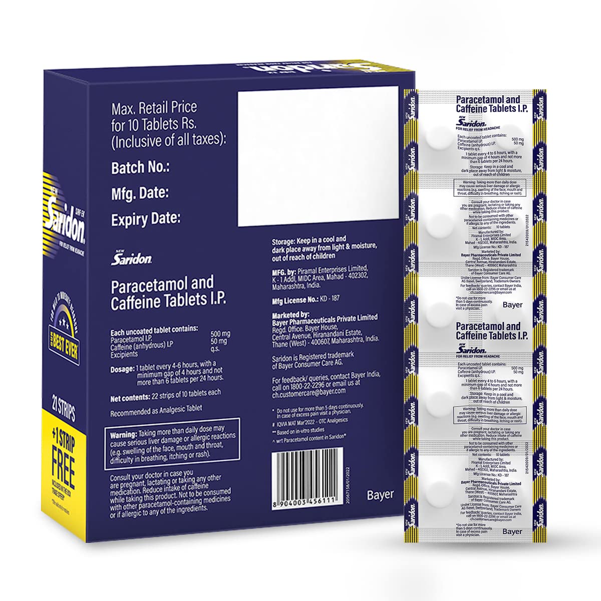 New Saridon for Fast Headache Relief, 10 Tablets, Pack of 10 New Saridon for Fast Headache Relief, 10 Tablets, Pack of 10