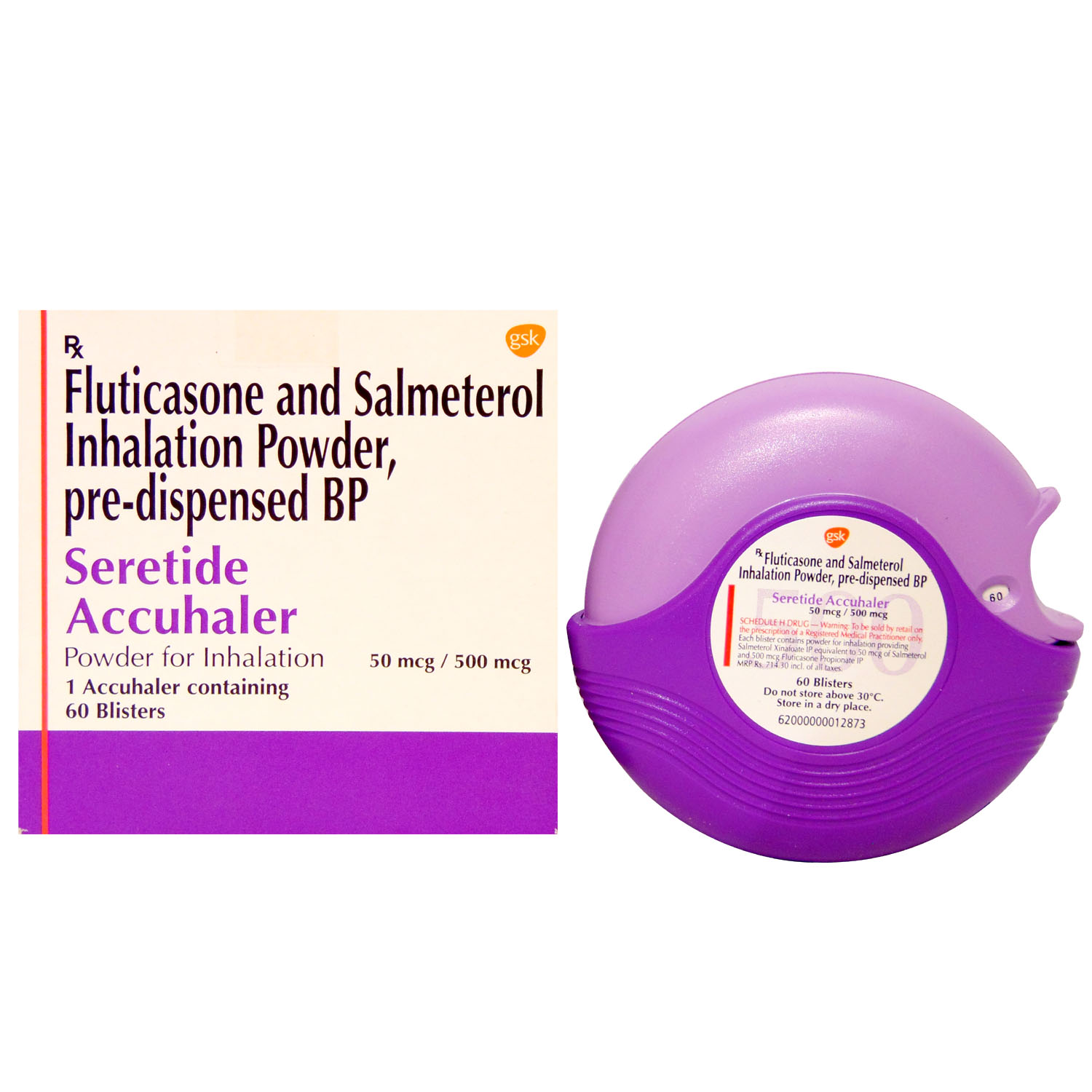 Seretide 50 mcg/500 mcg Accuhaler 60's, Pack of 1 Seretide 50 mcg/500 mcg Accuhaler 60's, Pack of 1