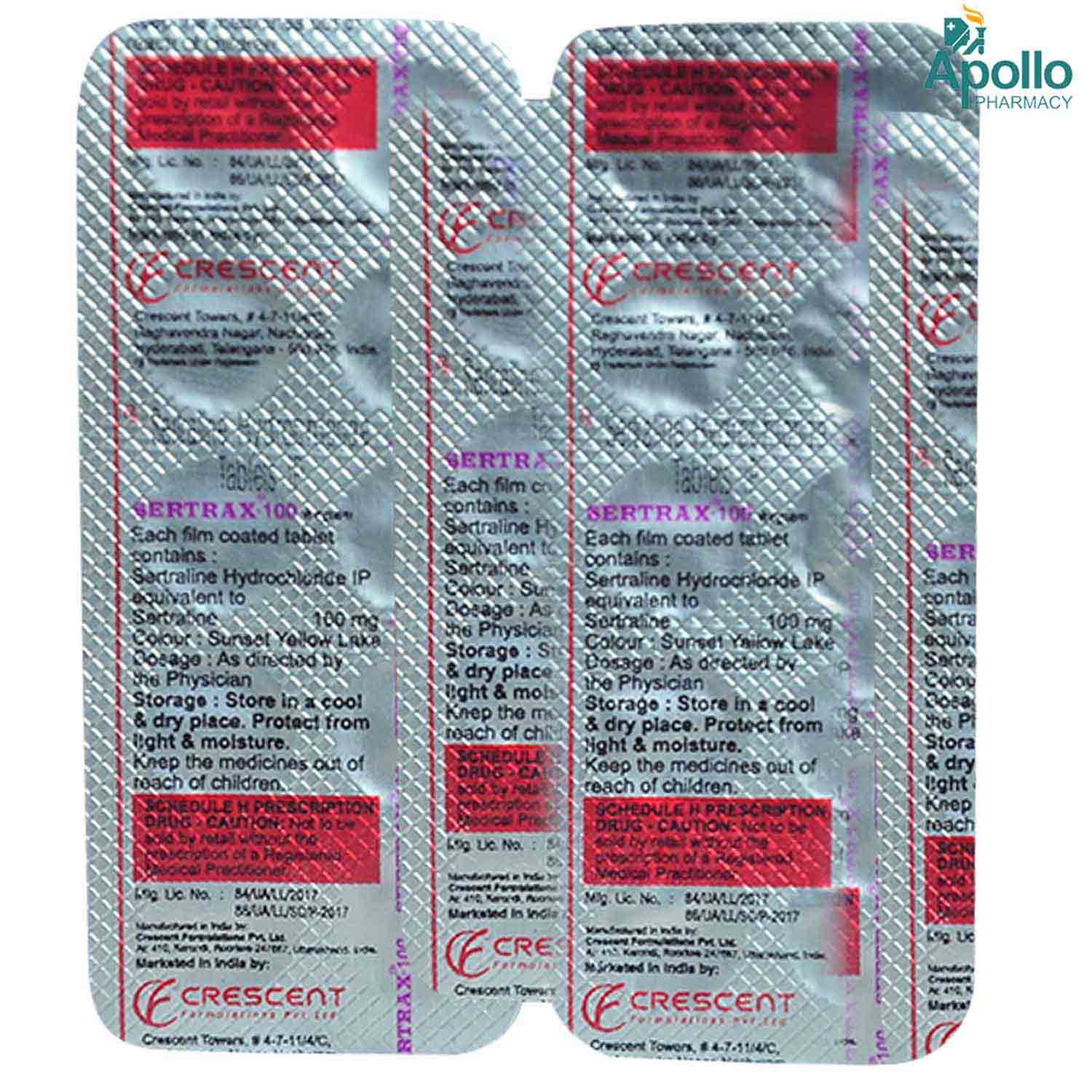 Sertrax 100 Tablet 10's, Pack of 10 TABLETS Sertrax 100 Tablet 10's, Pack of 10 TABLETS