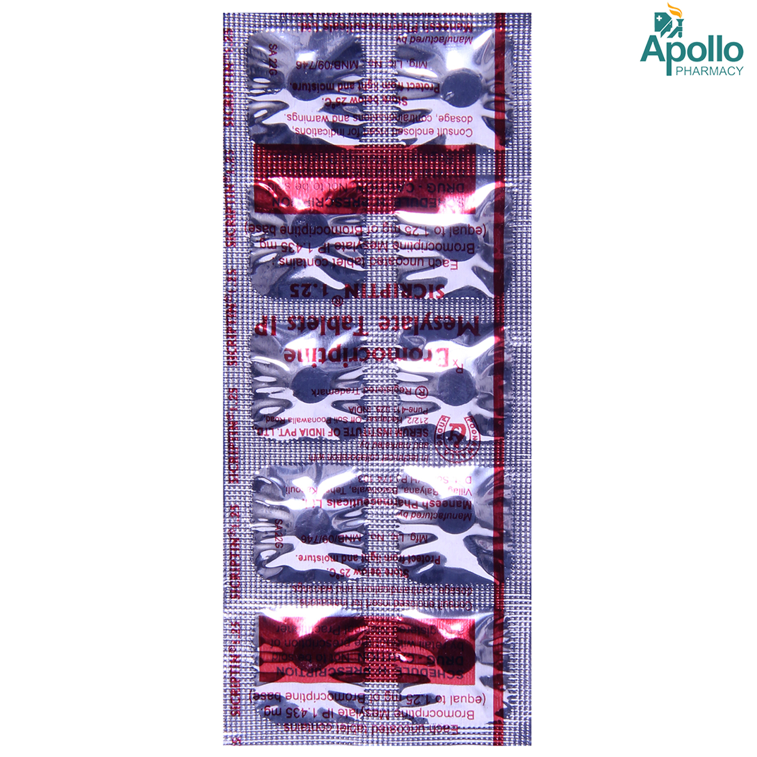 Sicriptin 1.25 Tablet 10's, Pack of 10 TabletS Sicriptin 1.25 Tablet 10's, Pack of 10 TabletS