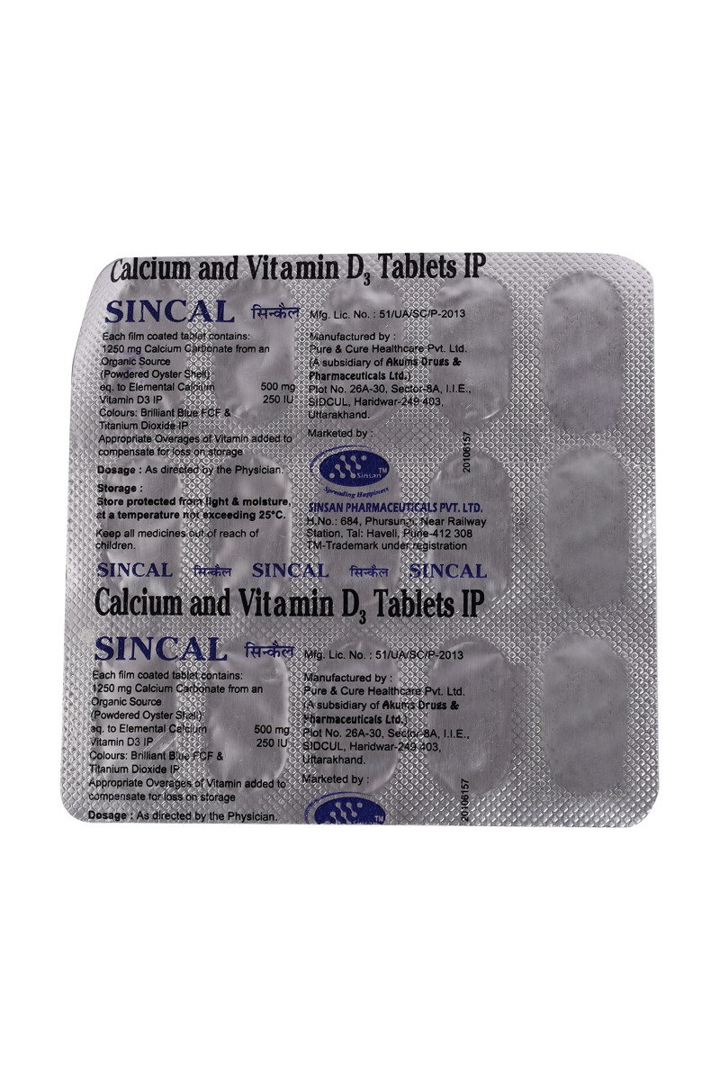 Sincal 500 mg Tablet 15's, Pack of 15 TabletS Sincal 500 mg Tablet 15's, Pack of 15 TabletS